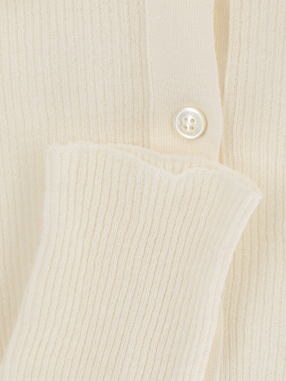 Moncler Sleeved Polo Collar Ribbed Texture Top In White