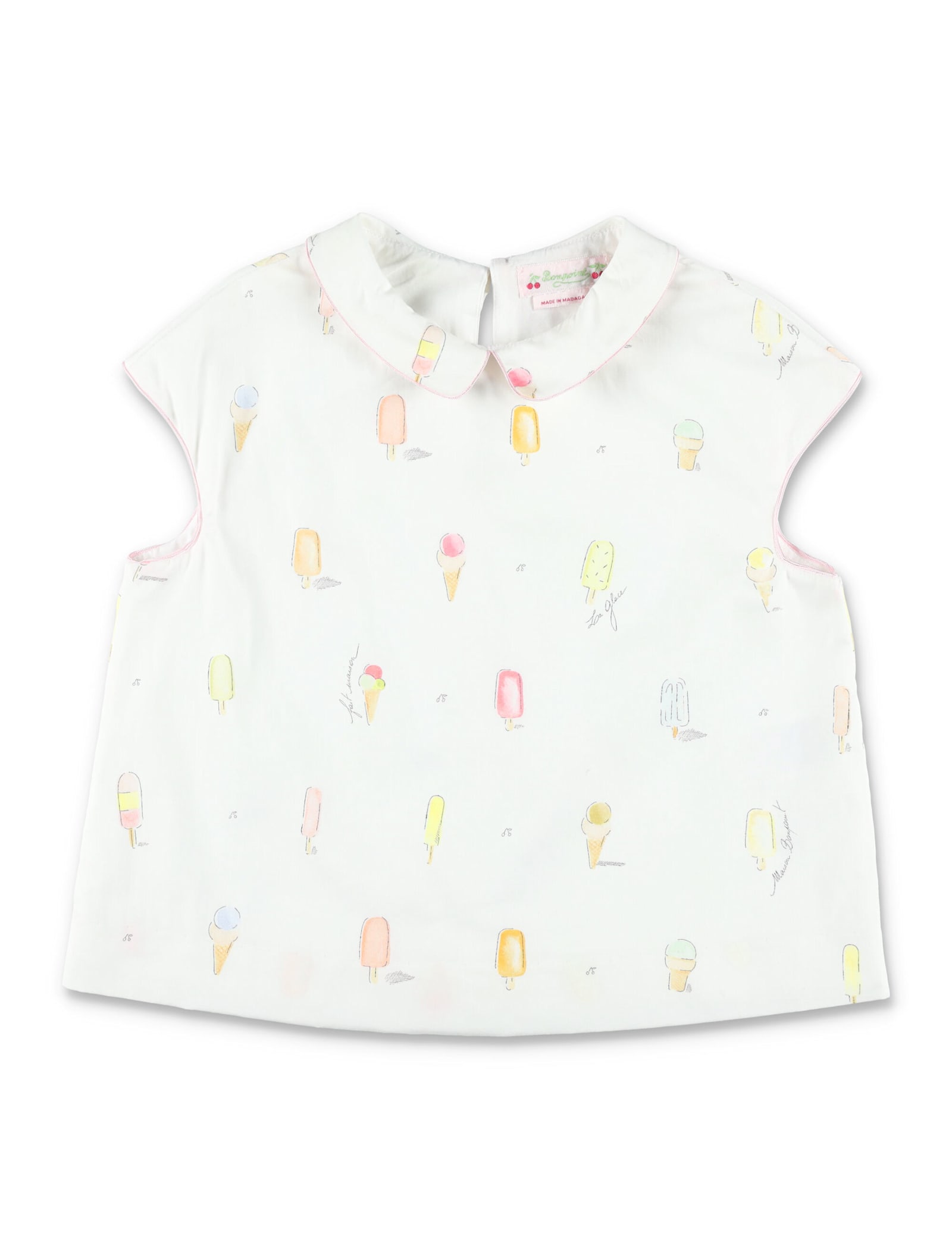 Bonpoint Blouse With Ice-cream Motifs In Ivory