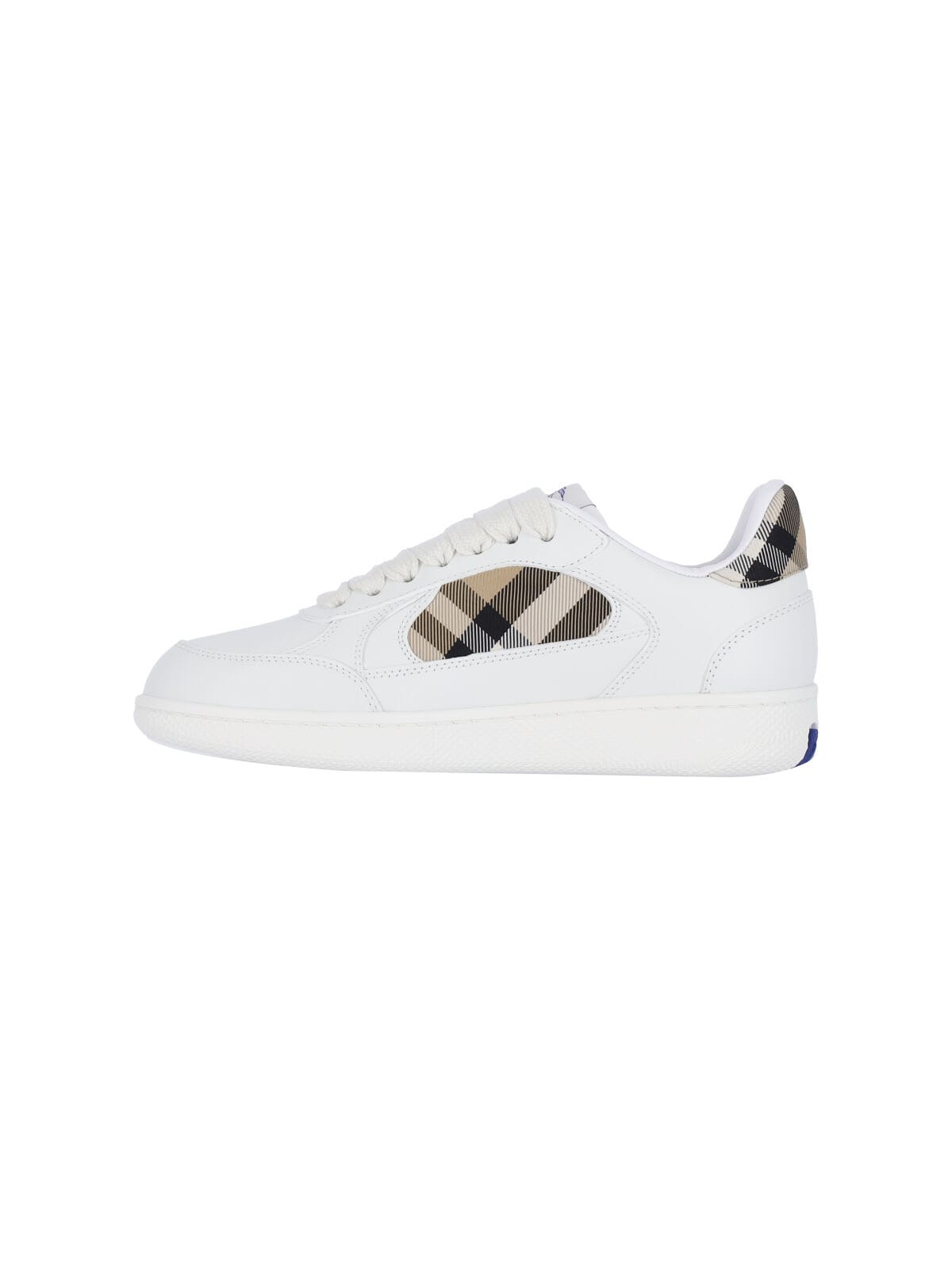 Burberry White Leather Sneaker Terrace And Check In Sand