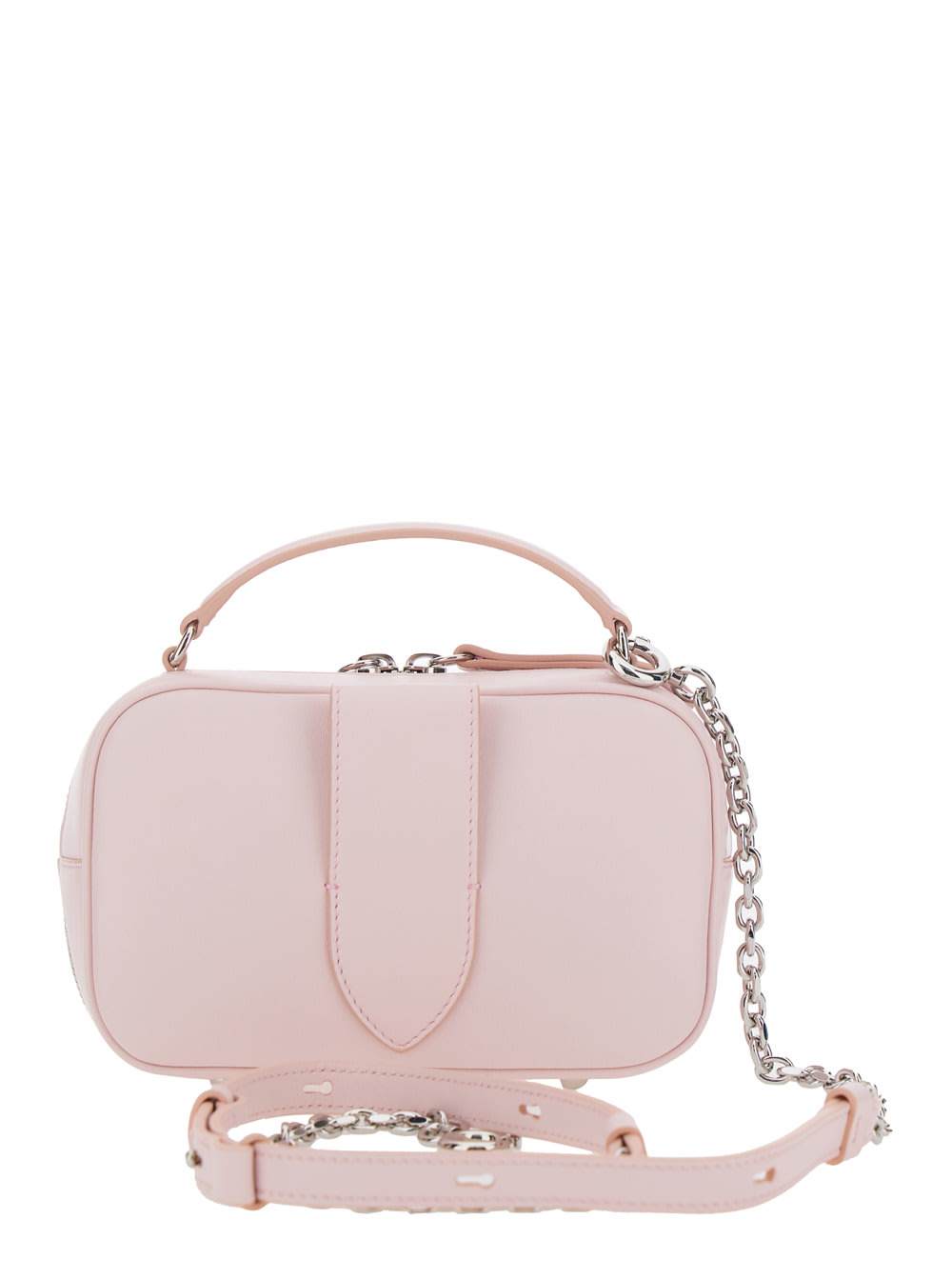 Shop Maison Margiela Glam Slam Pink Handbag With Logo Plate And Quilted Design In Leather Woman