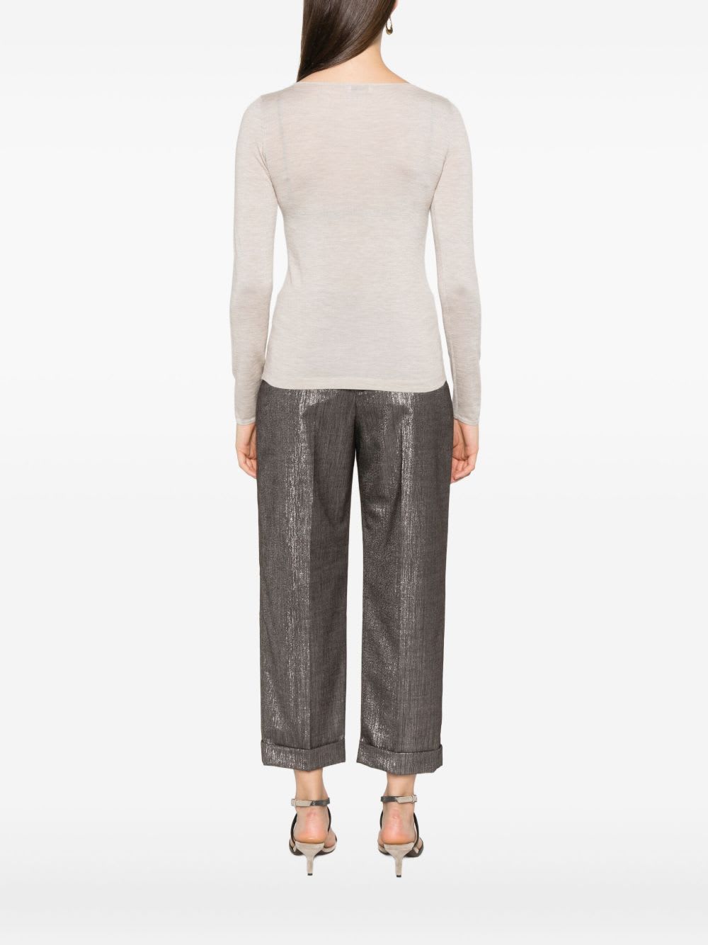 Brunello Cucinelli Boat-neck Cashmere-silk Lightweight Sweater In Neutral