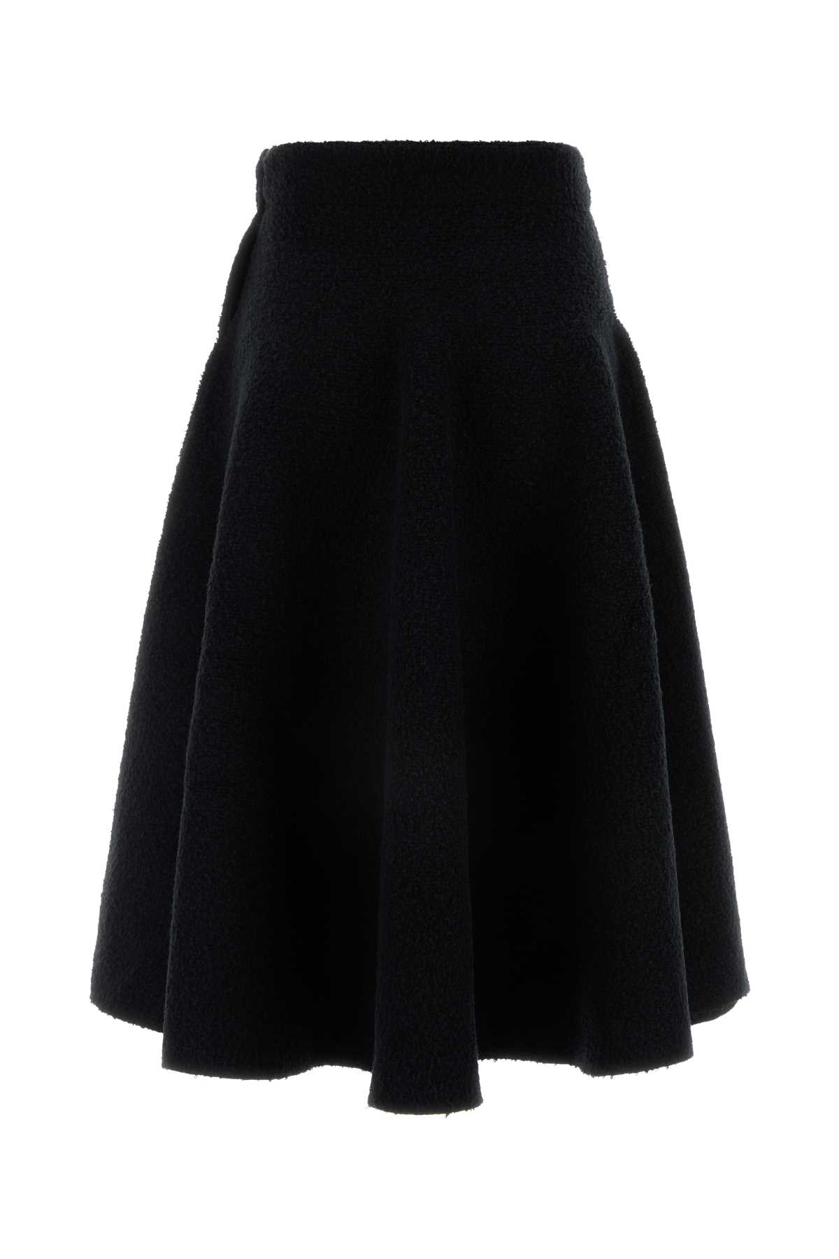 Bottega Veneta Stretch Cotton Blend Skirt With Button Embellishments In Black