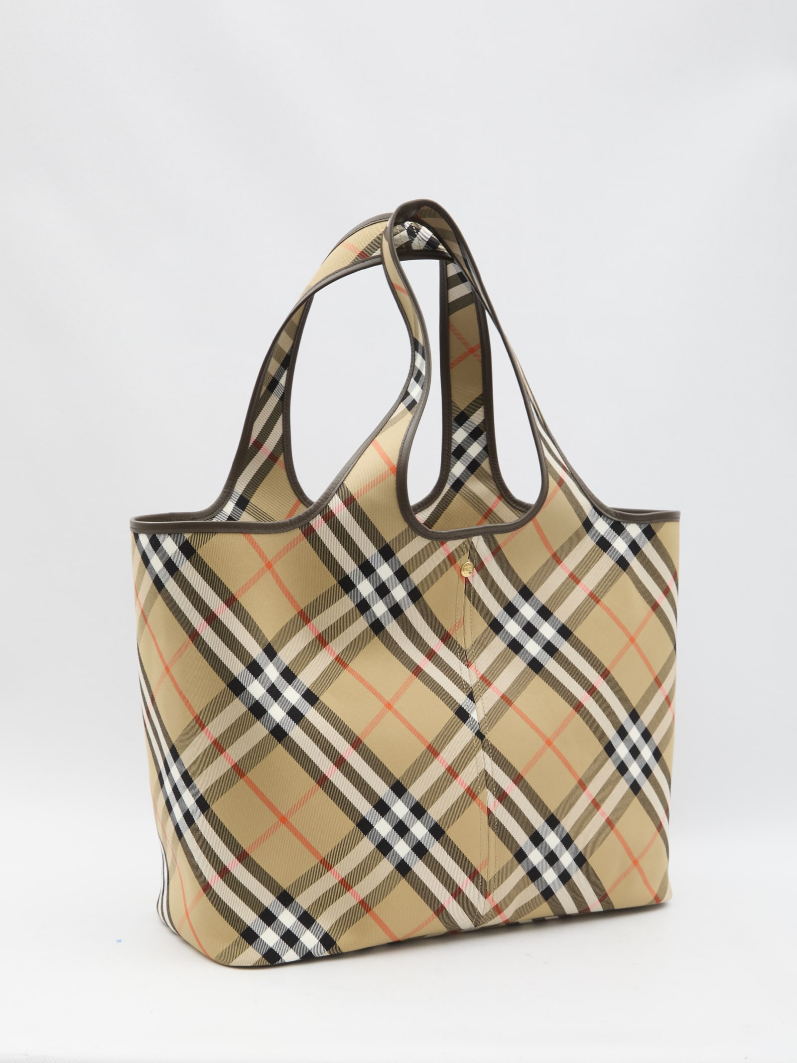 Shop Burberry Medium Check Tote Bag In Beige