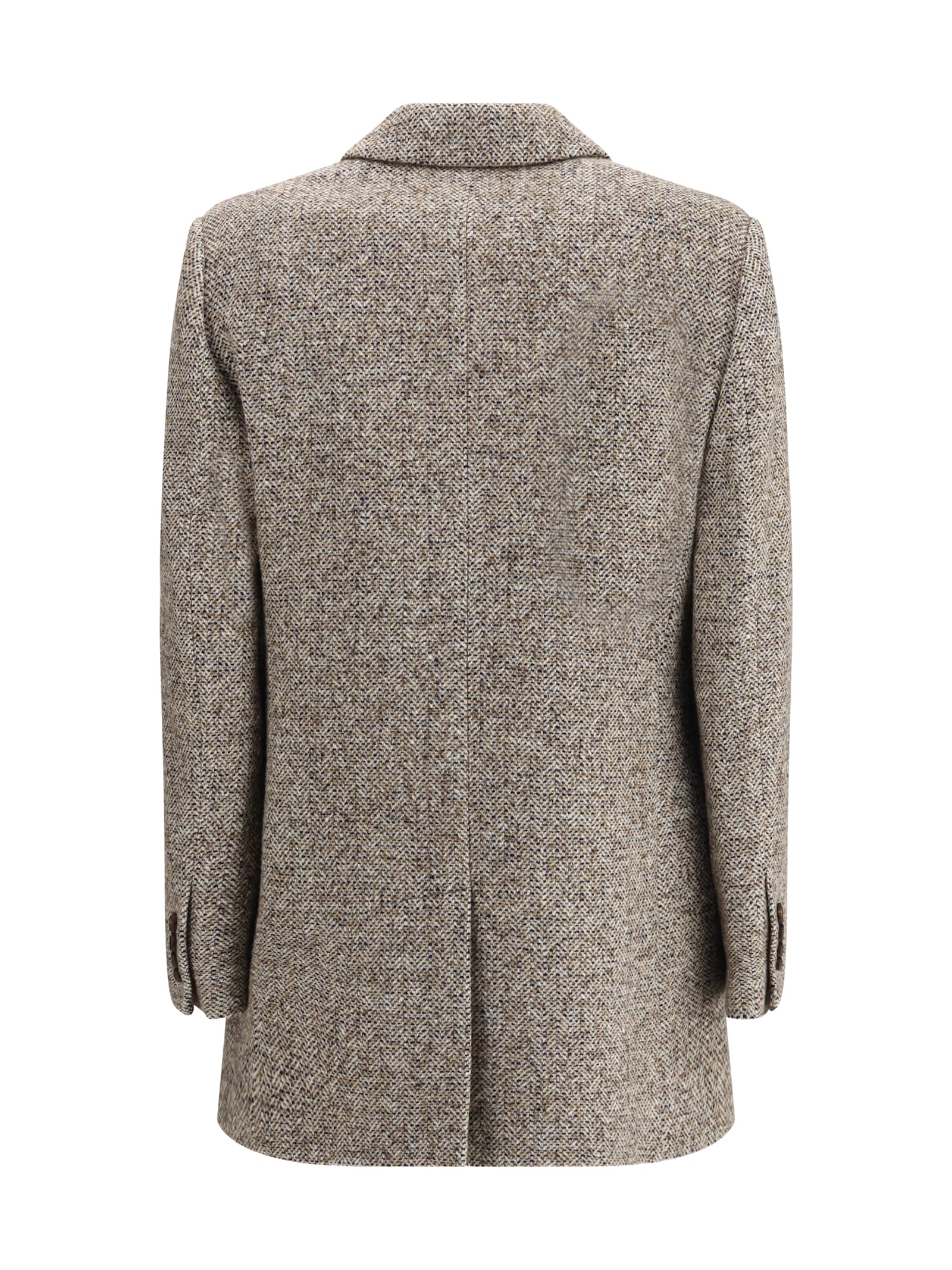 Brunello Cucinelli Virgin Wool And Silk Mélange Jacket In Brown