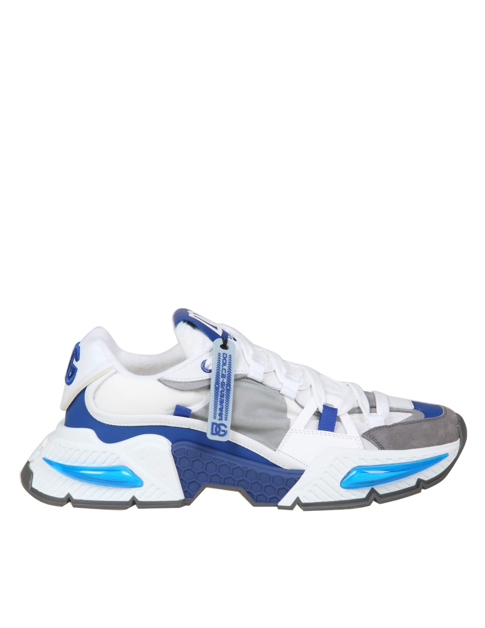 Dolce & Gabbana Airmaster Dg Logo Low-top Sneakers In White/blu