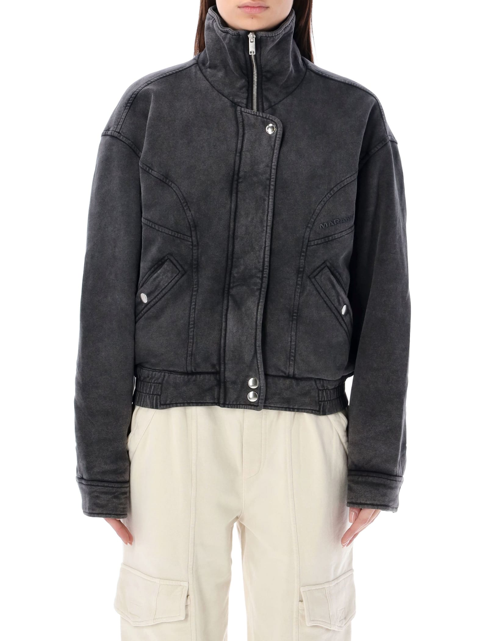 Shop Marant Etoile Parveti Fleece Jacket In Faded Black