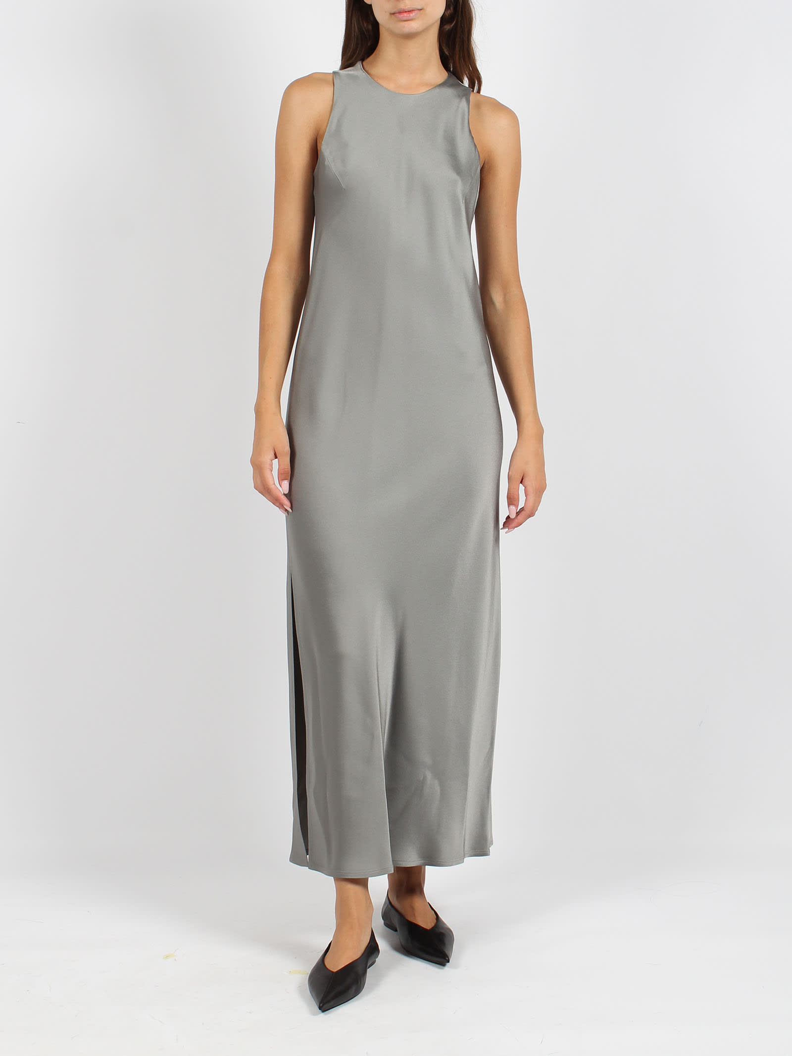 Shop Herno Fluid Satin Dress In Grey