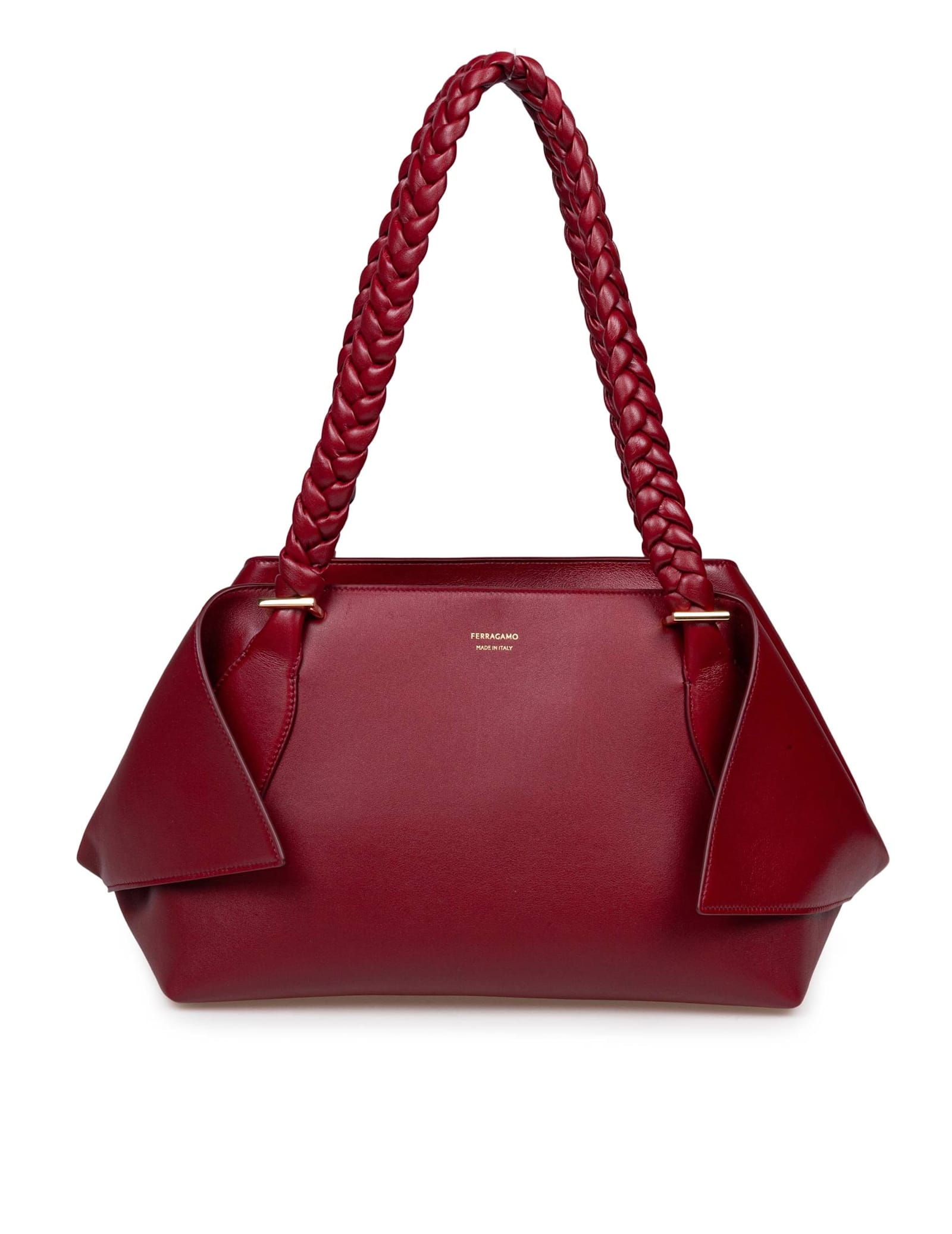 Scarf Sh M Handbag In Calfskin Color Burgundy