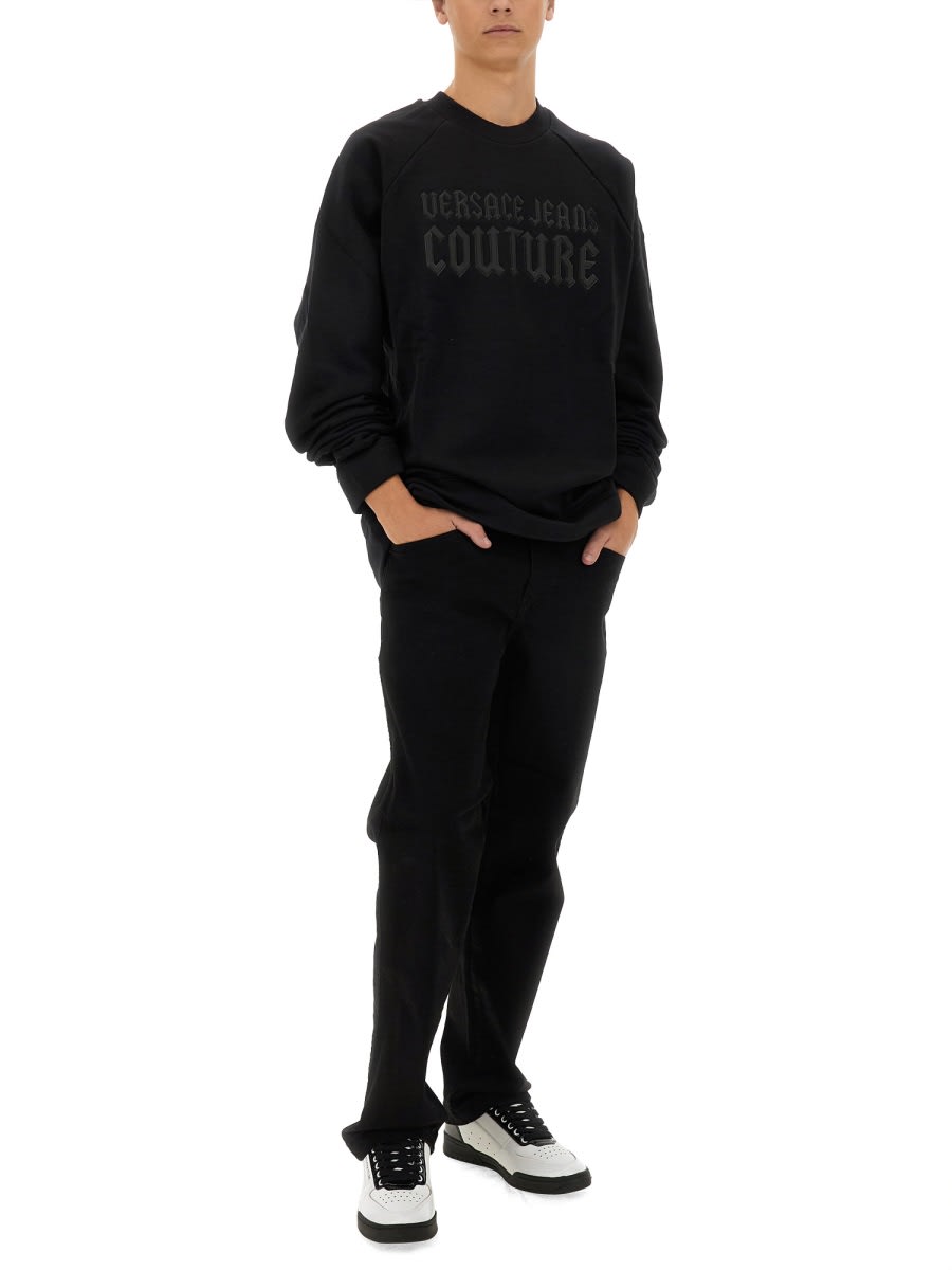 Shop Versace Jeans Couture Sweatshirt With Logo In Black