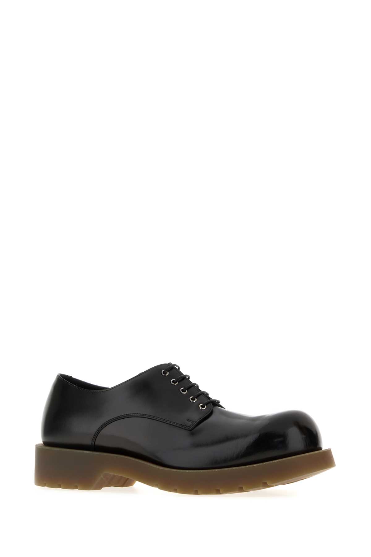 Jil Sander Round Toe Leather Lace-up Shoes With Chunky Sole In Black