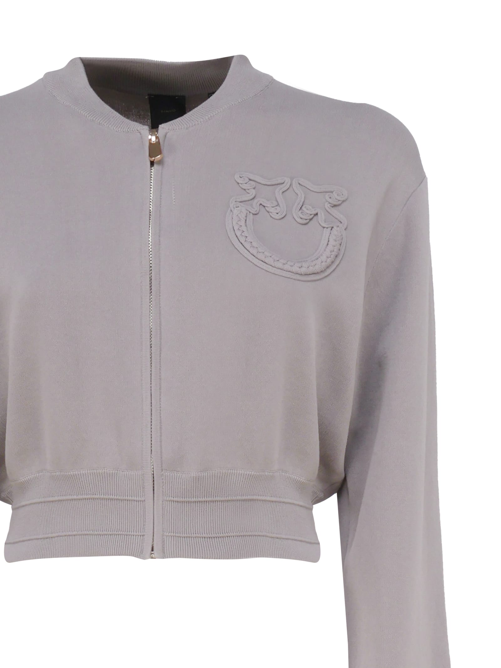 Shop Pinko Short Fleece Bomber Jacket In Grey