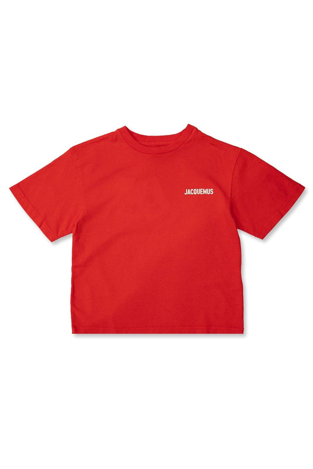 Shop Jacquemus Lenfant Logo Printed Crewneck T-shirt In Red