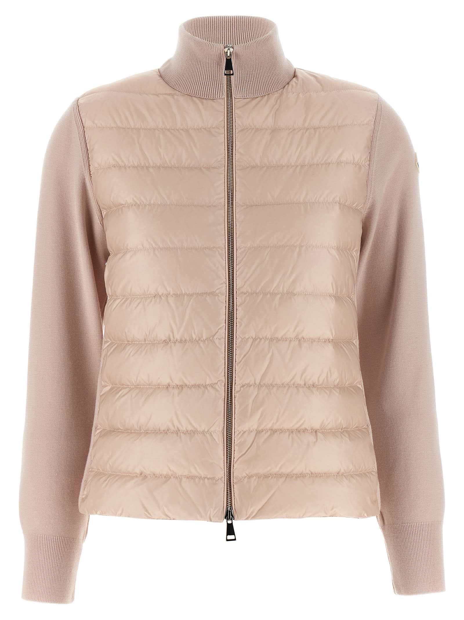 Moncler Two-material Cardigan Sweaters And Cardigans Pink In Pink