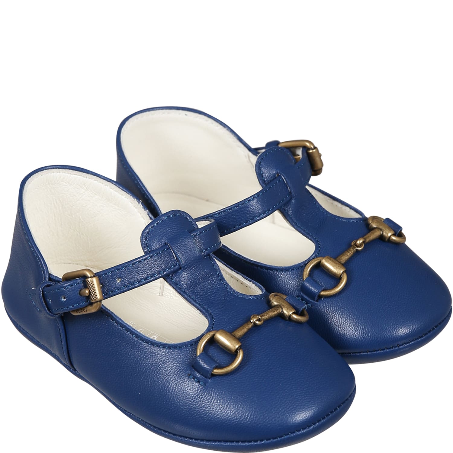 Shop Gucci Blue Ballet Flats For Babykids With Clamp