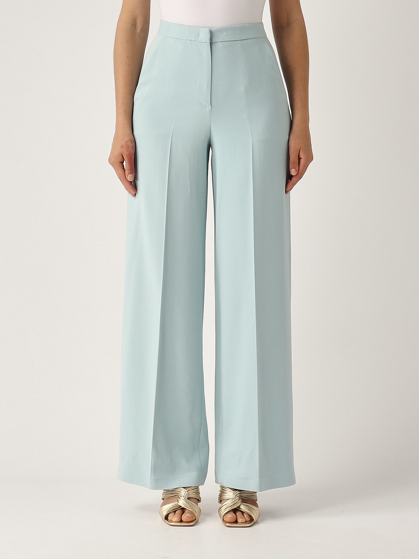 Pinko Pergamino Pantalone Trousers In Celeste