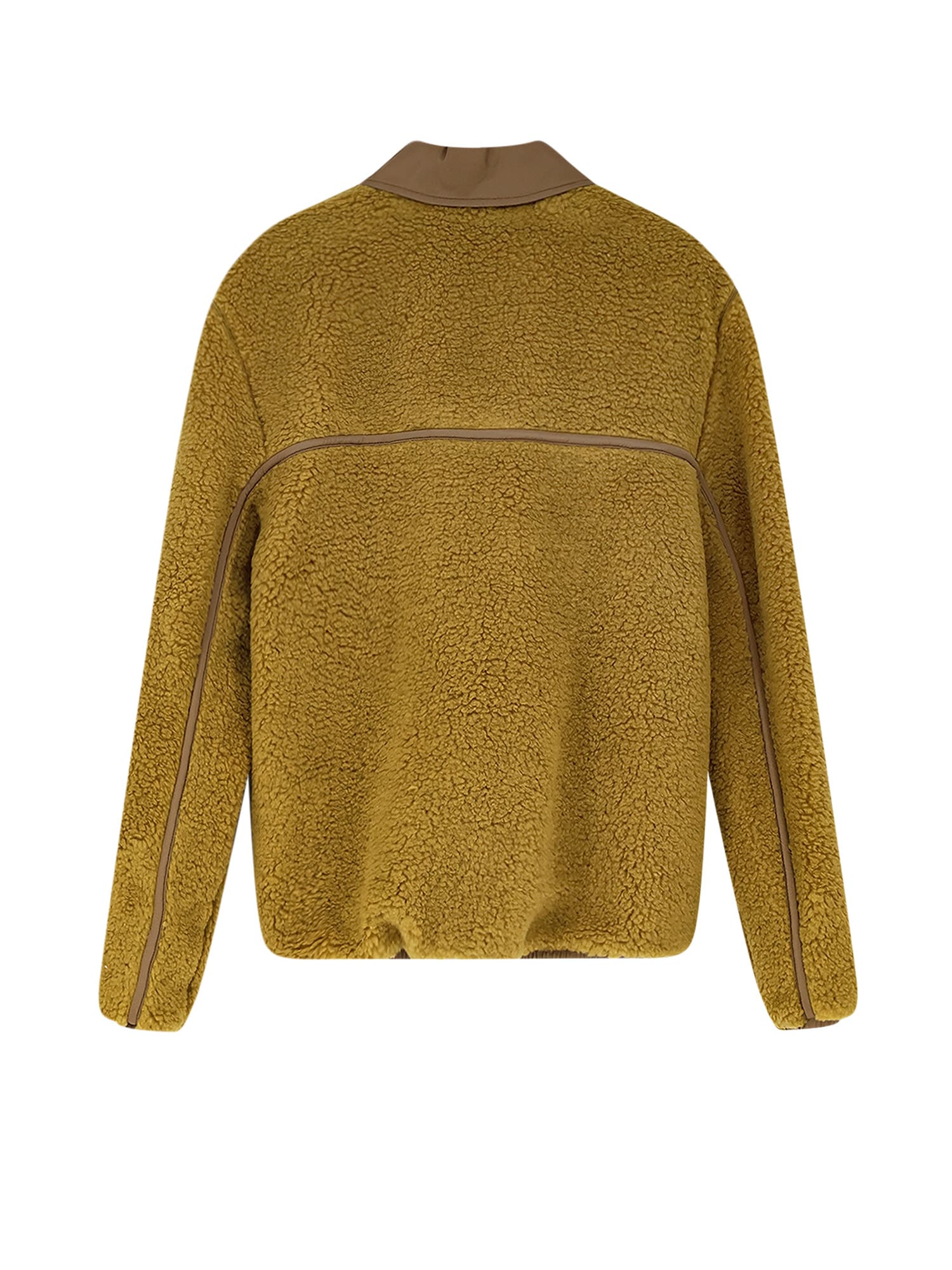 Ami Alexandre Mattiussi Ami Paris Ami Yellow Shearling Jacket With Contrast Collar In Brown