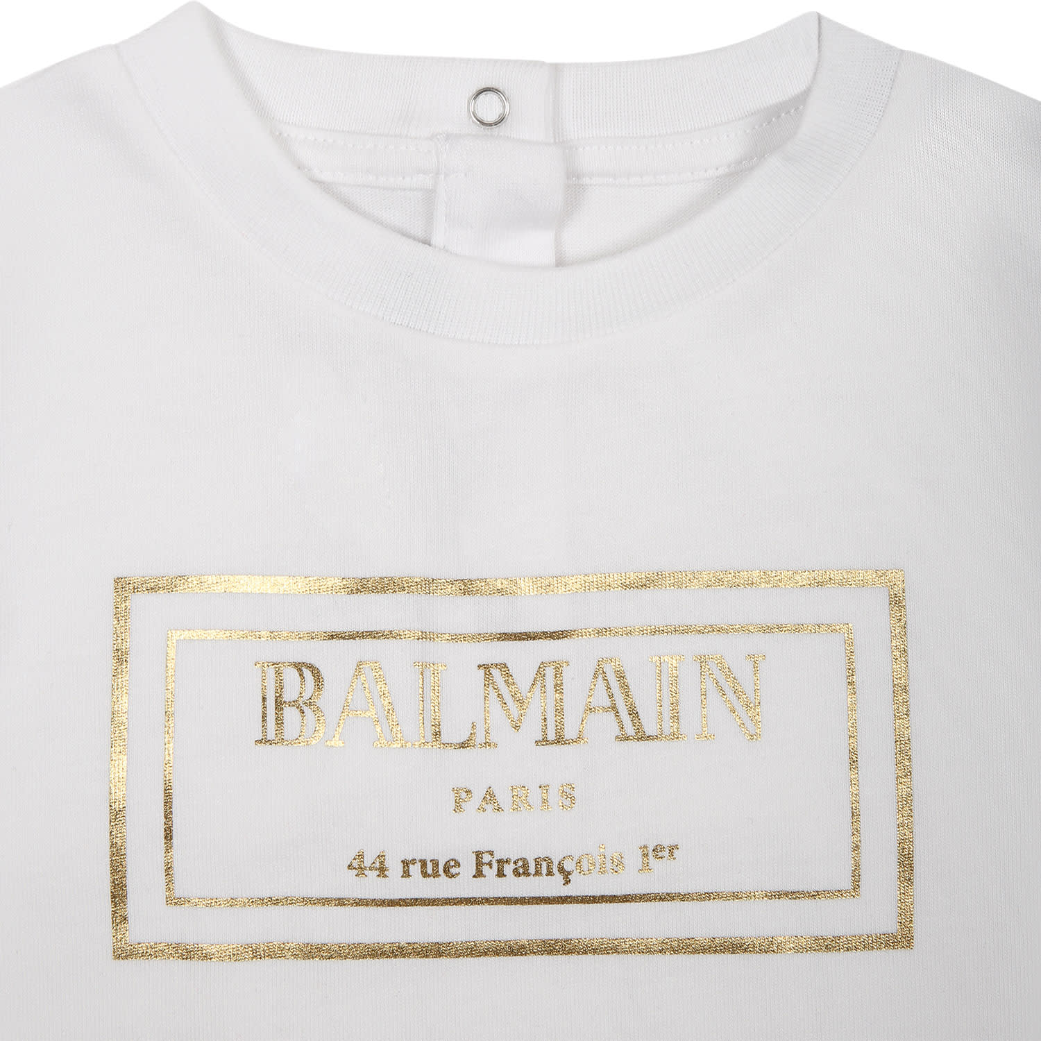 Shop Balmain White T-shirt For Babies With Gold Logo