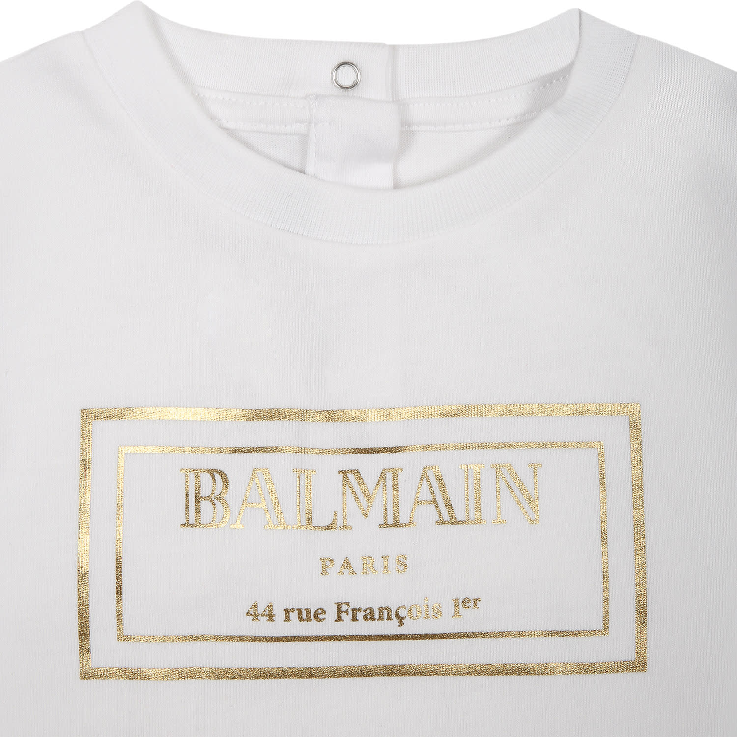 Balmain White T-shirt For Babies With Gold Logo In White