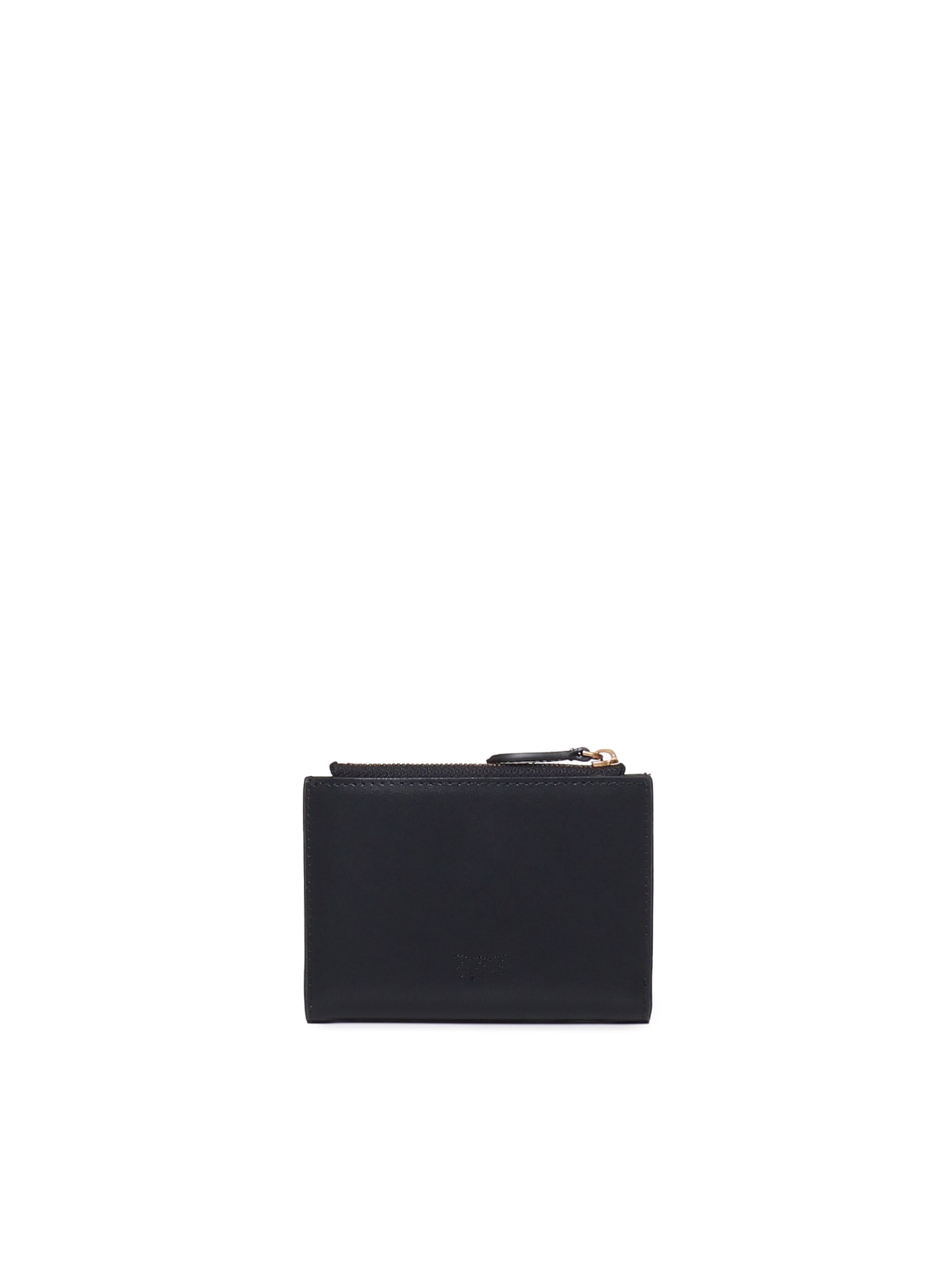 Pinko Wallet With Front Pocket In Nero-antique Gold