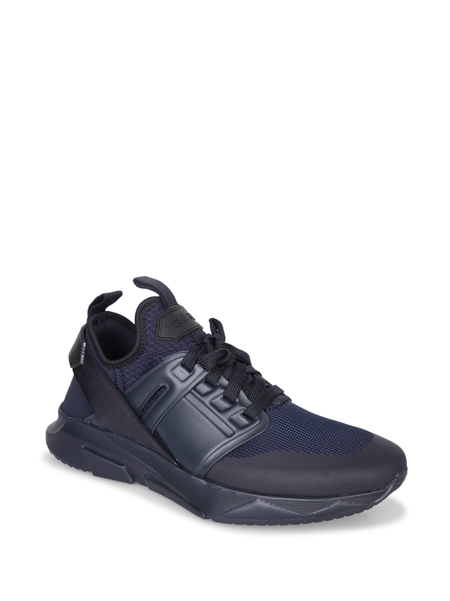 Shop Tom Ford Jago Sneakers In Black Leather In Blue