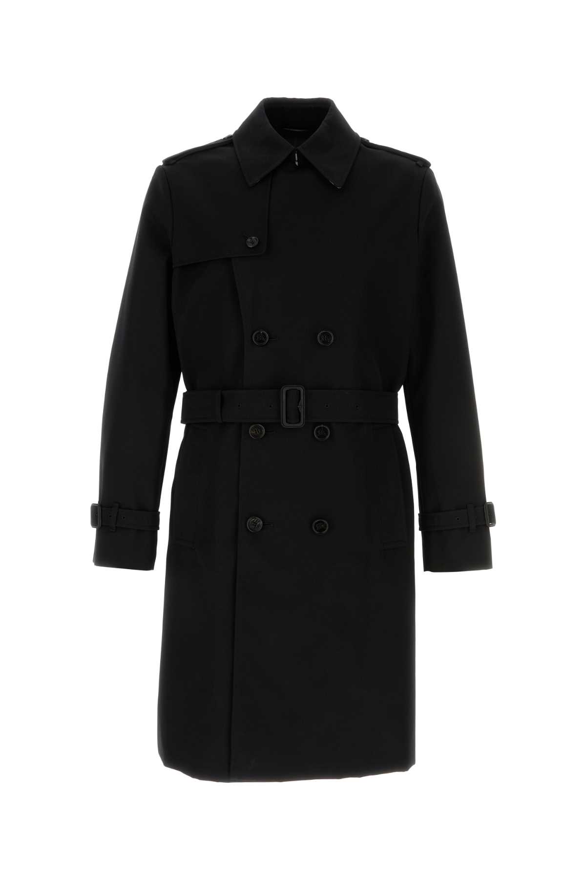 Black Gabardine Trench Coat