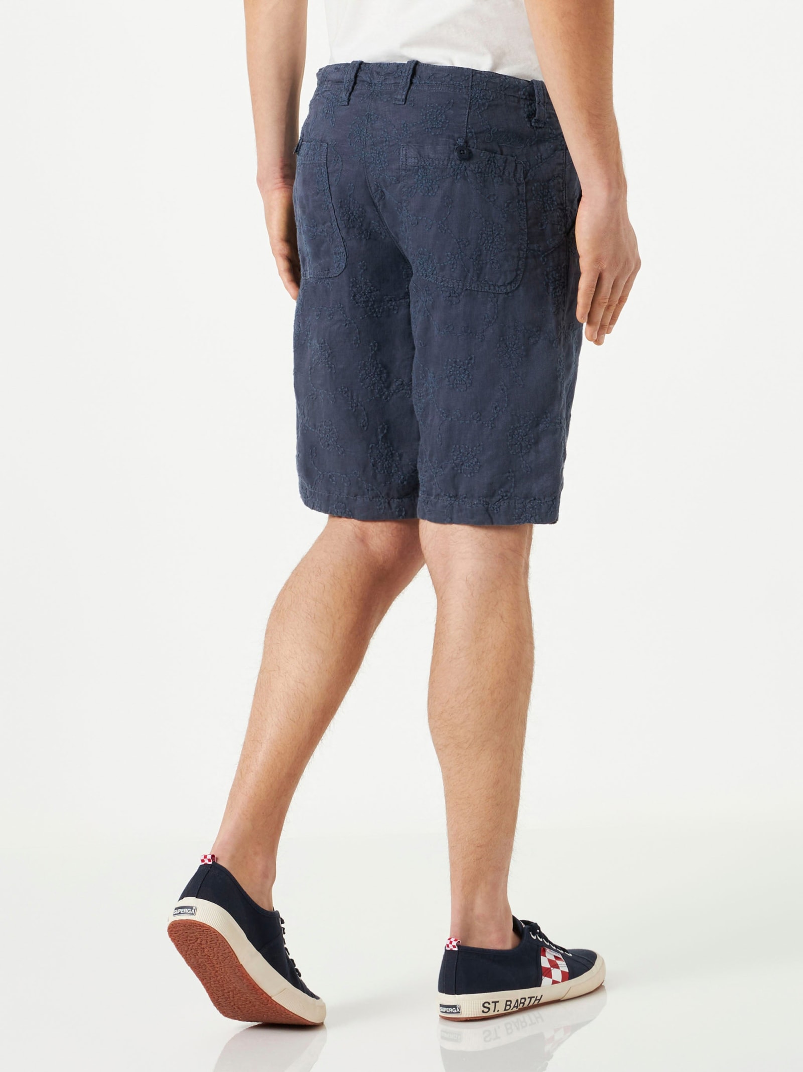 Shop Mc2 Saint Barth Blue Embroidered Bermuda Shorts