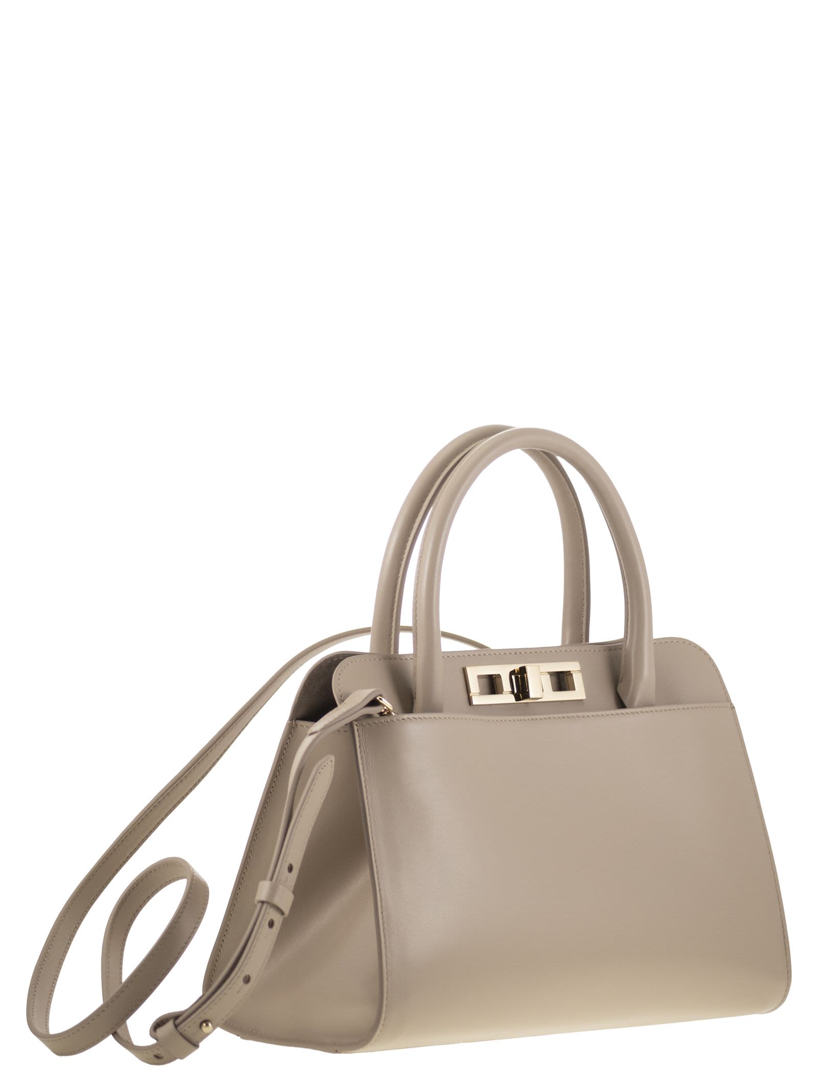 Fabiana Filippi Medium Handbag With Metal Accessory In Beige
