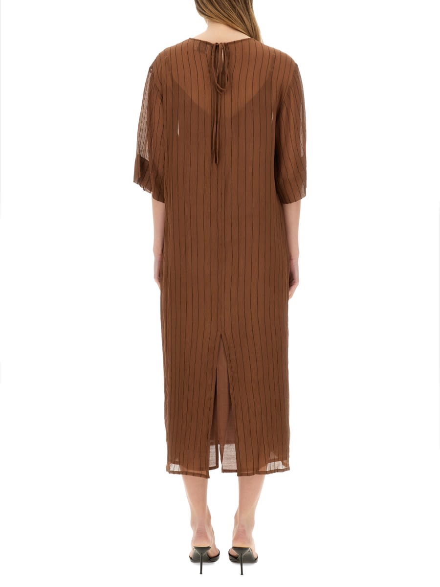 Alysi Stripe-pattern Midi Dress In Brown