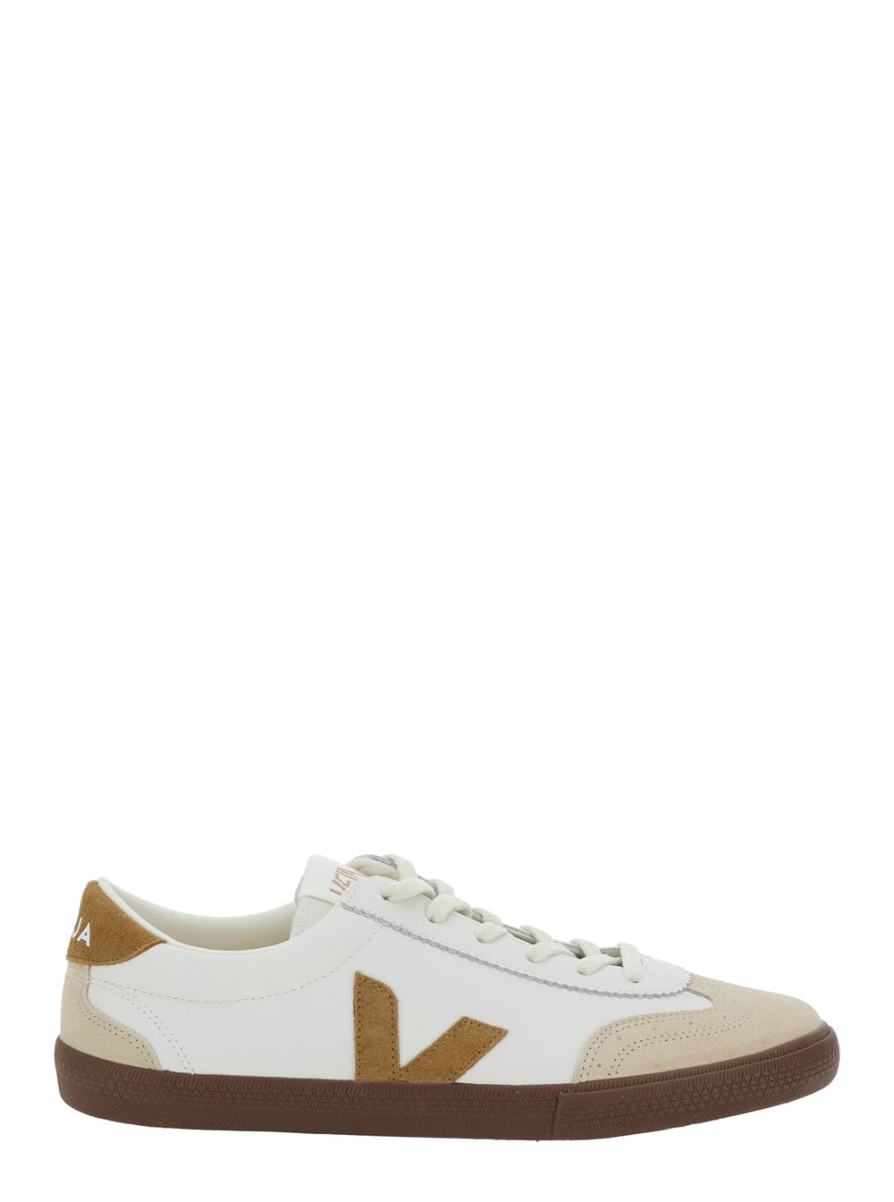 Veja Volley White Low Top Sneakers With Contrasting Heel With Logo Lettering And Logo Patch On The Side I