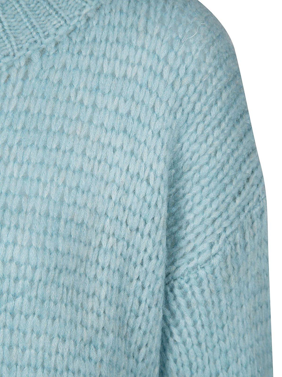 Shop Roberto Collina Crewneck Knit Sweater In Acqua