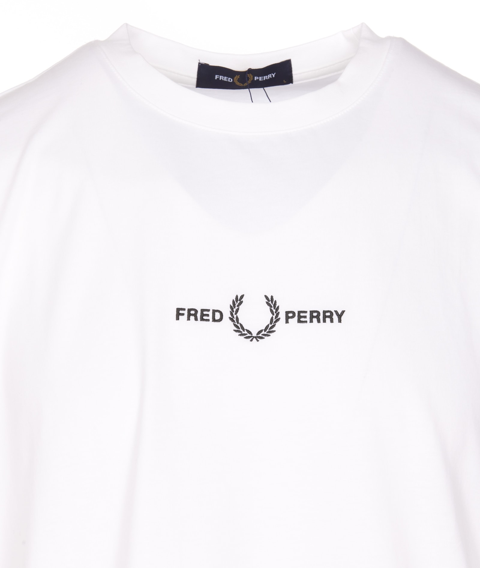 Shop Fred Perry Embroidered Logo T-shirt In White