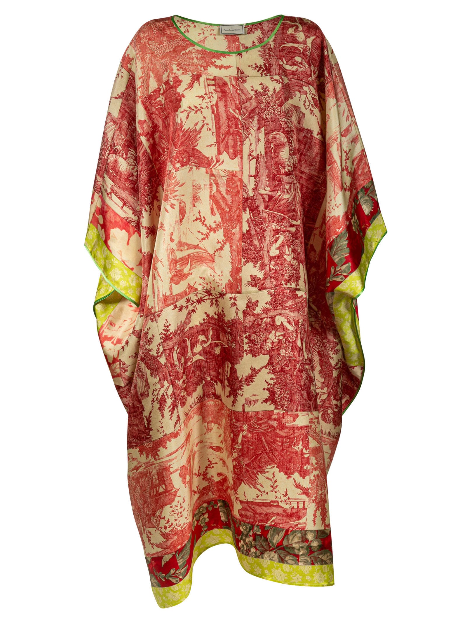 Pierre-louis Mascia Oversized Fit Printed Caftan Dress In Red/white
