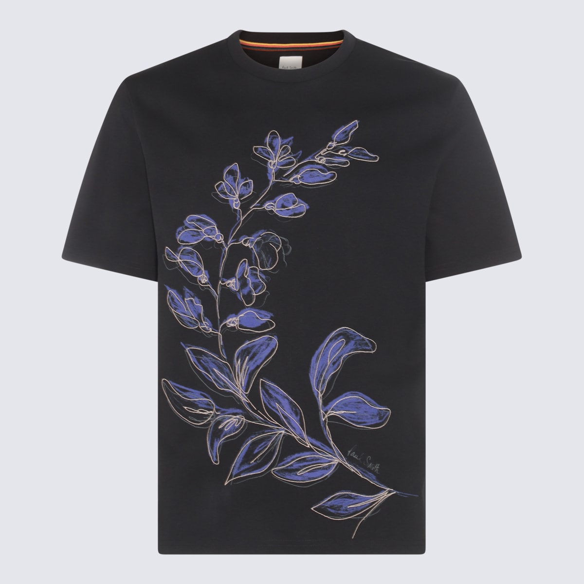Shop Paul Smith Navy Blue And Violet Cotton T-shirt