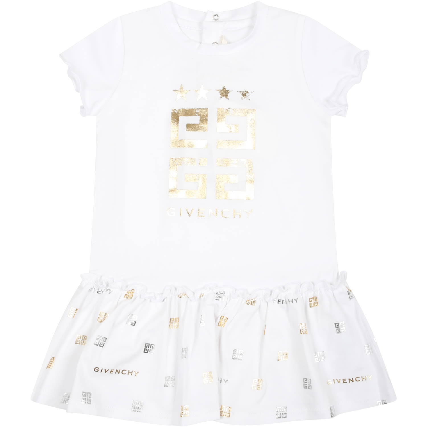 Shop Givenchy White Dress For Baby Girl With Logo