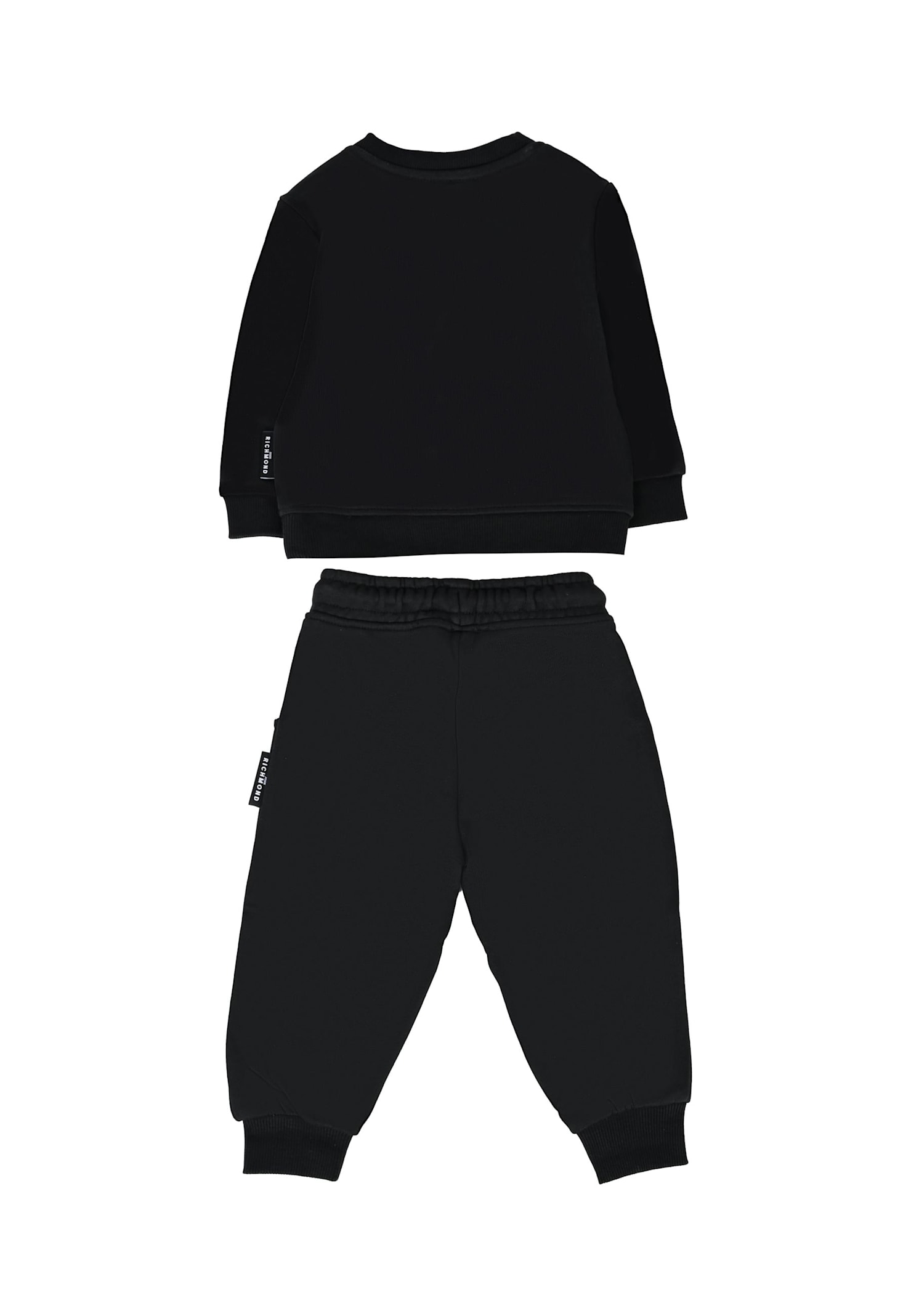 Richmond Black Suit For Babykids With Logo In Black
