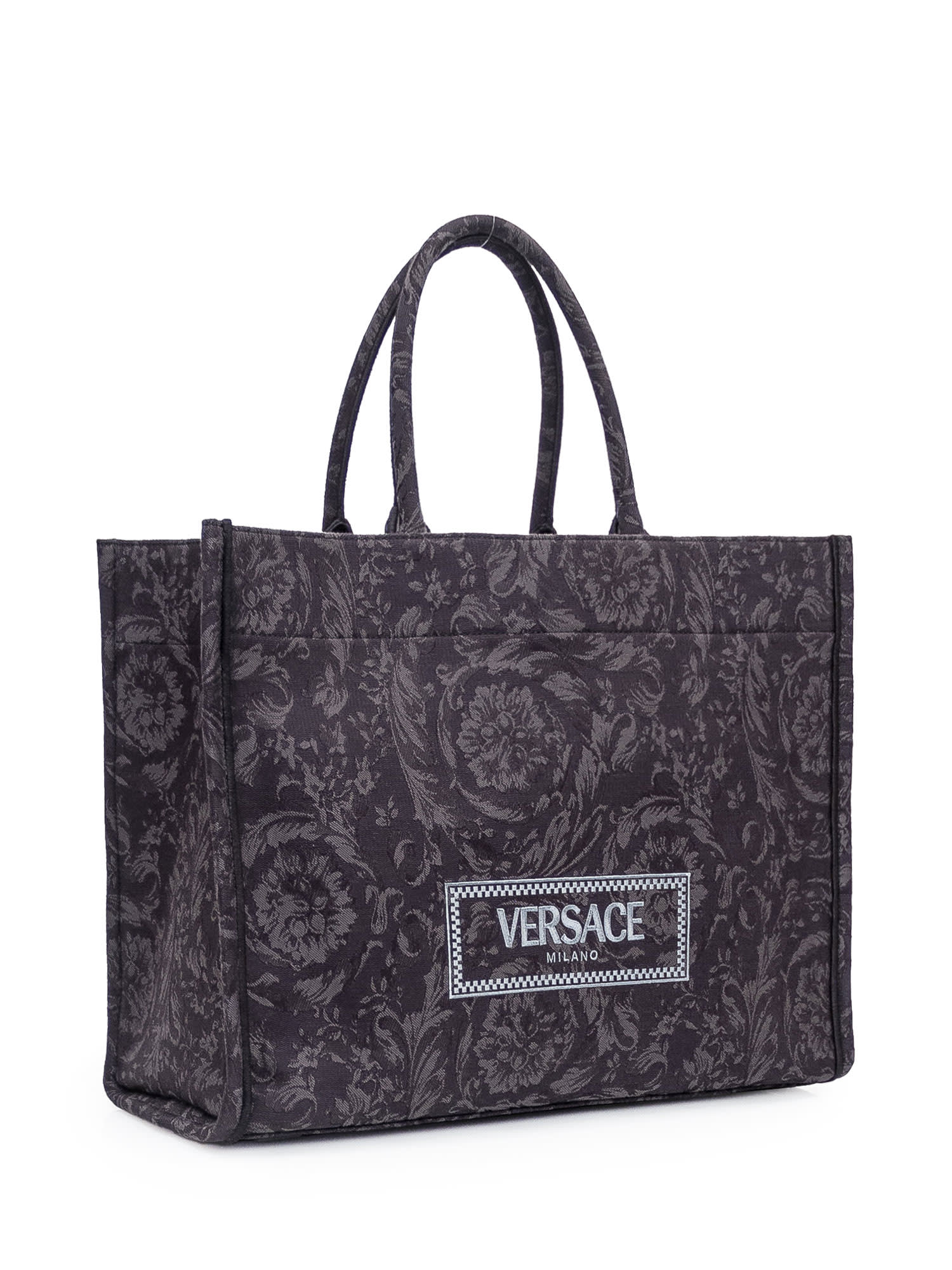 Shop Versace Shopper Athena Barocco Bag In Nero-oro