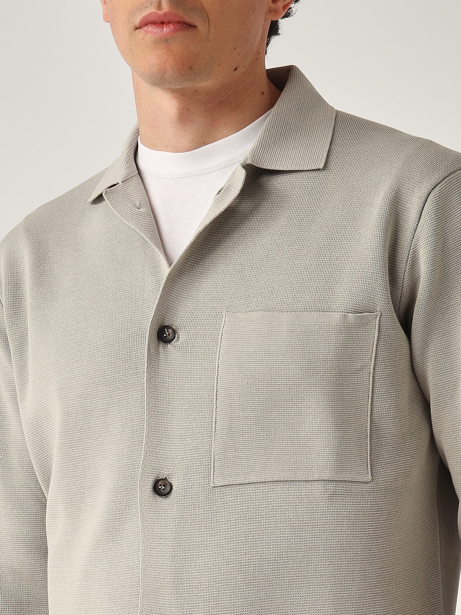 Filippo De Laurentiis Overshirt In Maglia M/l In Crepe Cotton Blazer In Gray