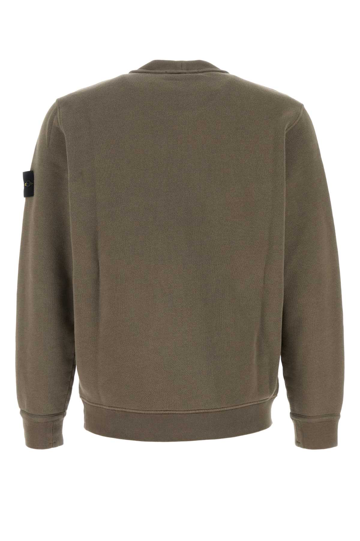 Shop Stone Island Army Green Cotton Sweatshirt In Walnat