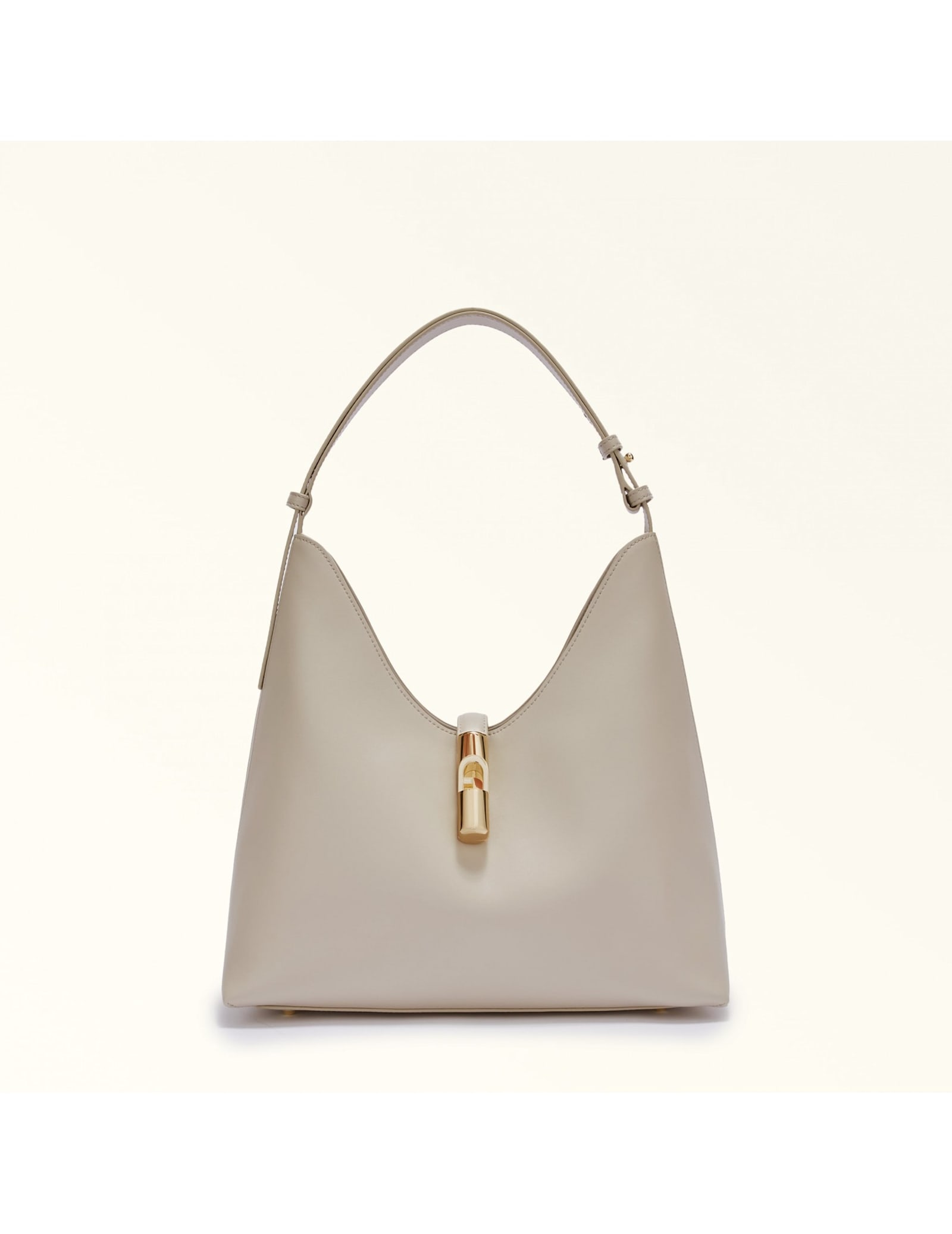Furla Marshmallow Leather Hobo Bag With Adjustable Handle In White