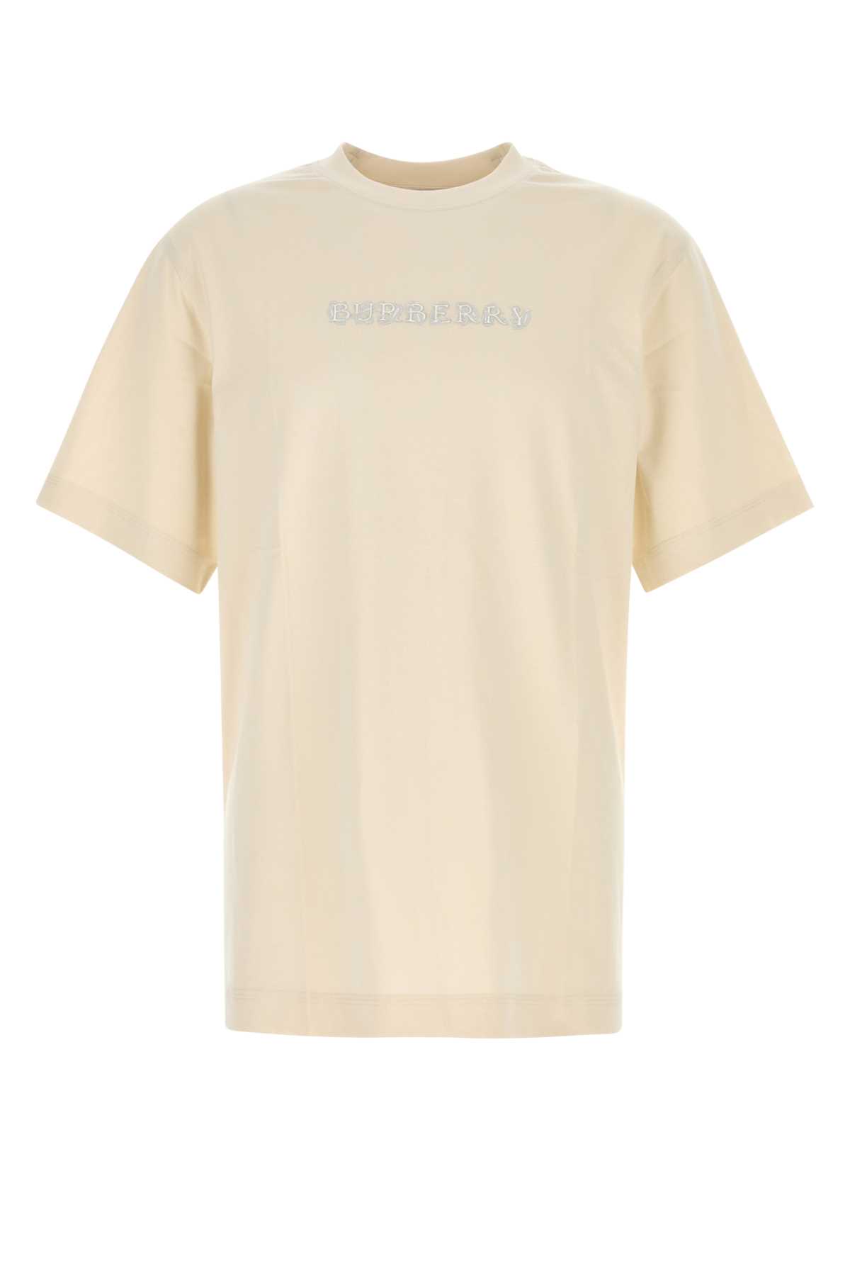 Shop Burberry Sand Cotton T-shirt In Tundra