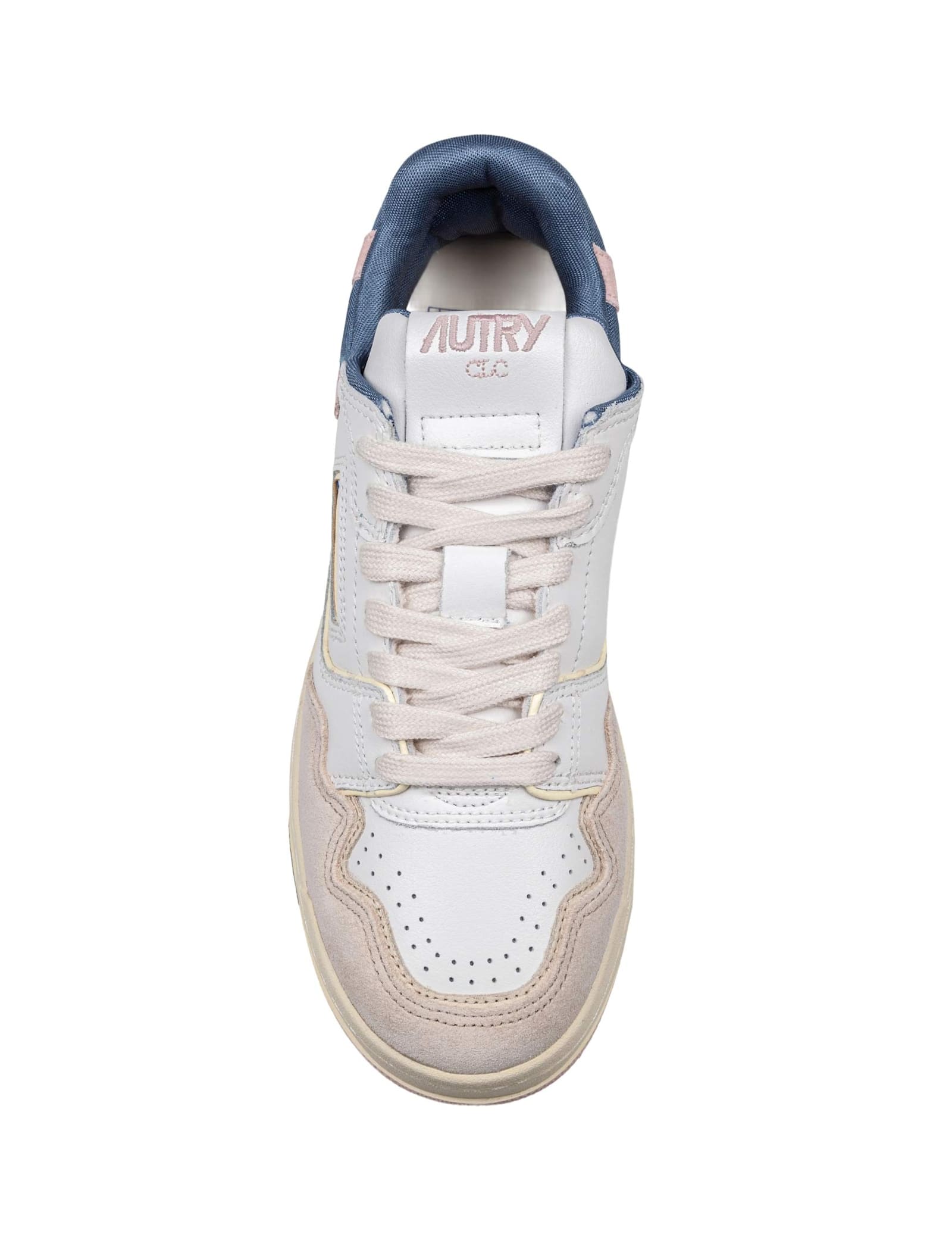 Autry Sneakers Clc Low In Suede E Nabuk Bianco E Beige