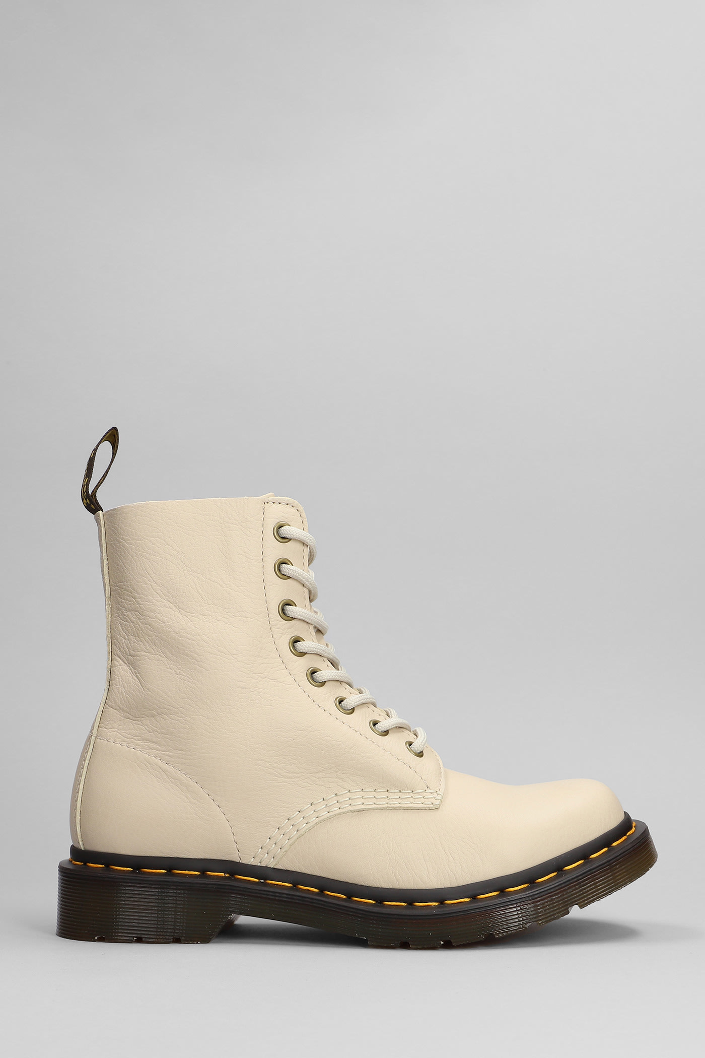 Dr. Martens 1460 Pascal Combat Boots In Beige Leather