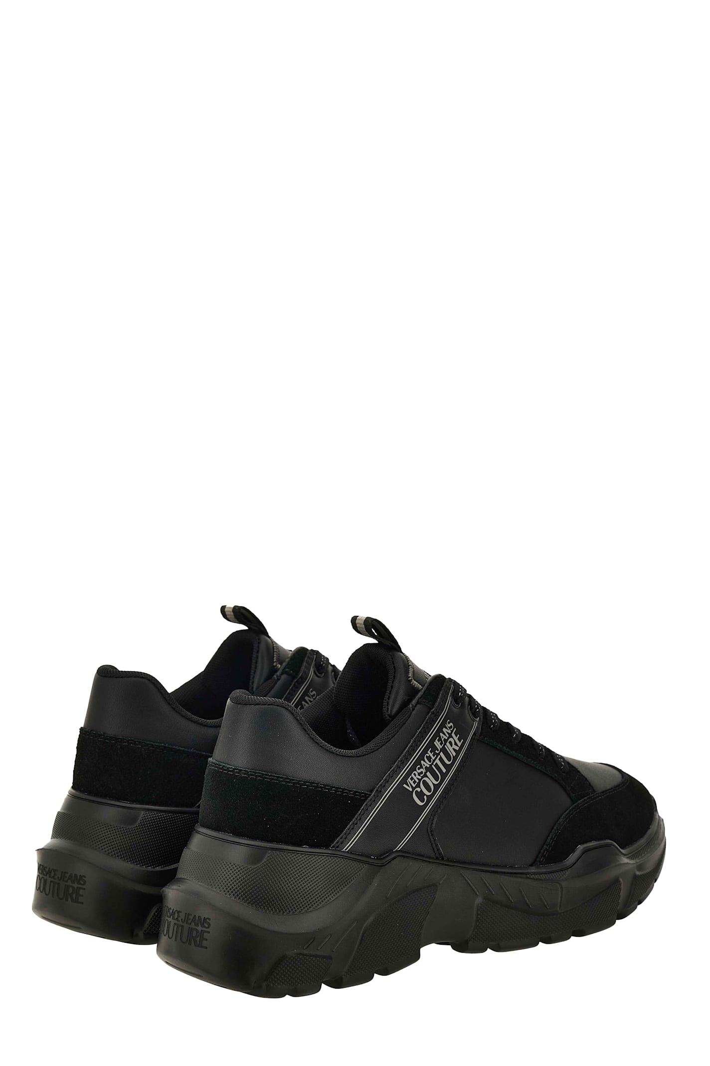 Versace Jeans Couture Logo-patch Chunky Sneakers In Black