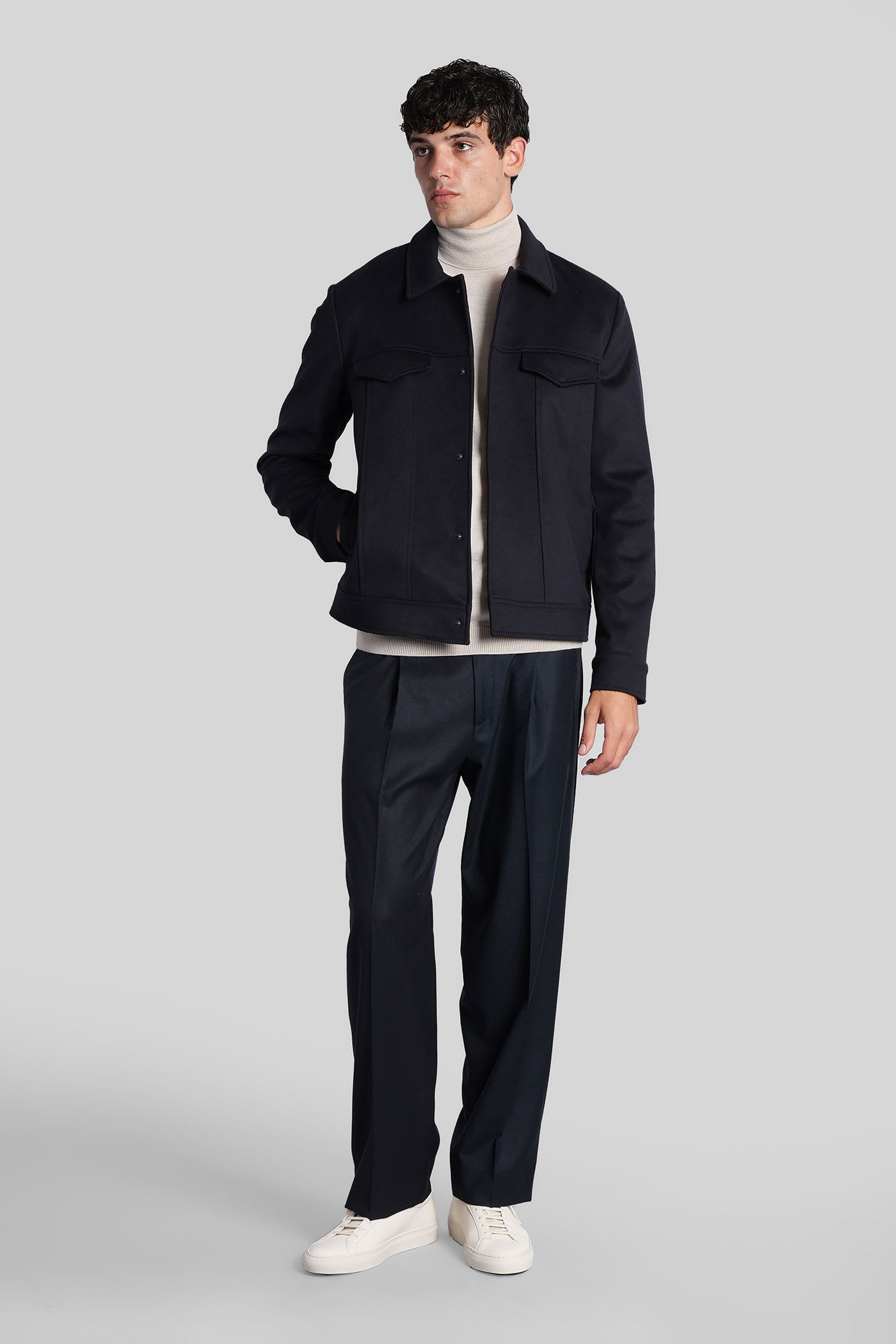 Costumein Dani Casual Jacket In Blue Wool In Blue