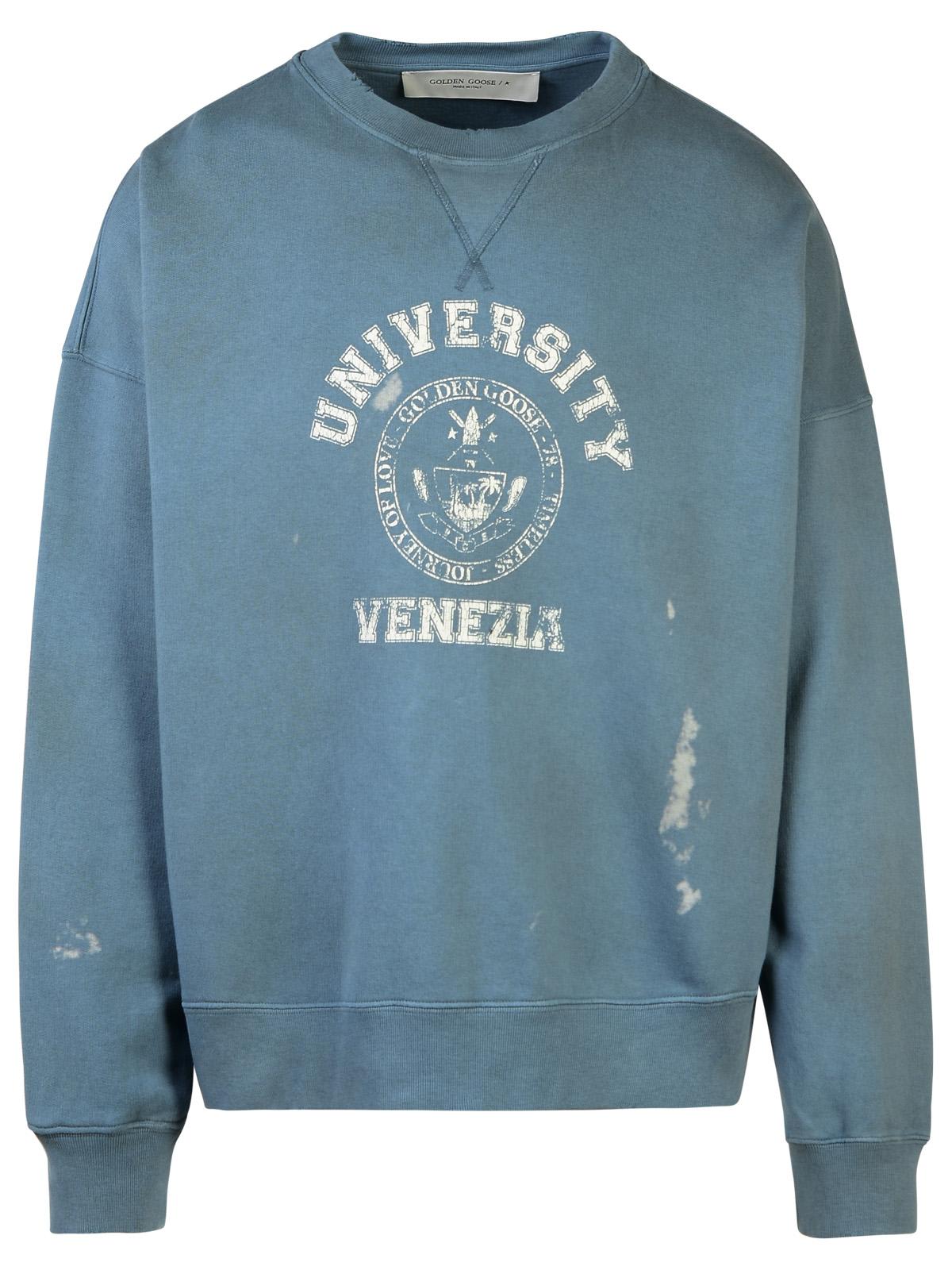 Shop Golden Goose Light Blue Cotton Sweatshirt In Windward Blue/heritage White