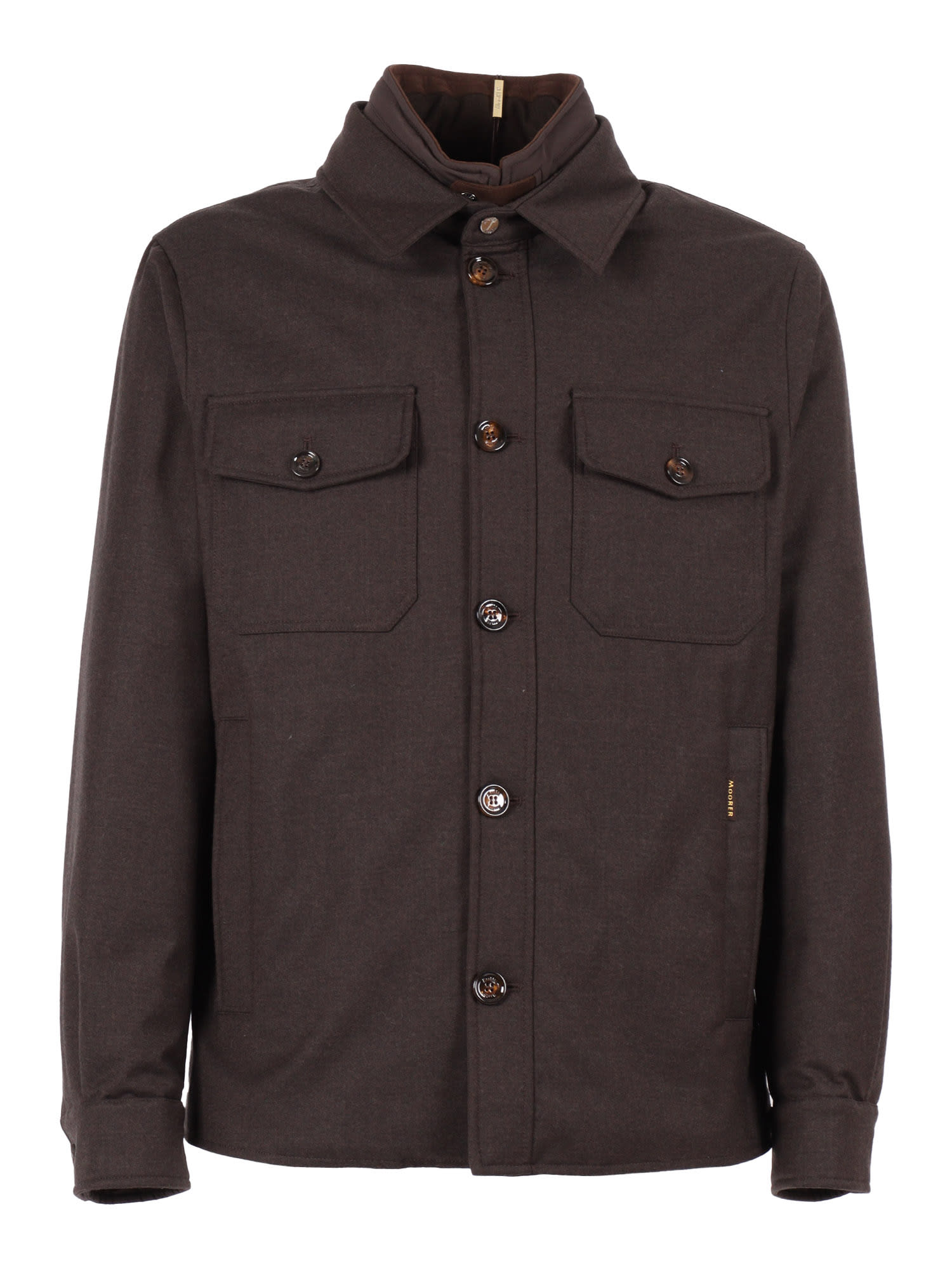 Moorer Classic Brown Button-up Jacket With Structured Collar In Brown