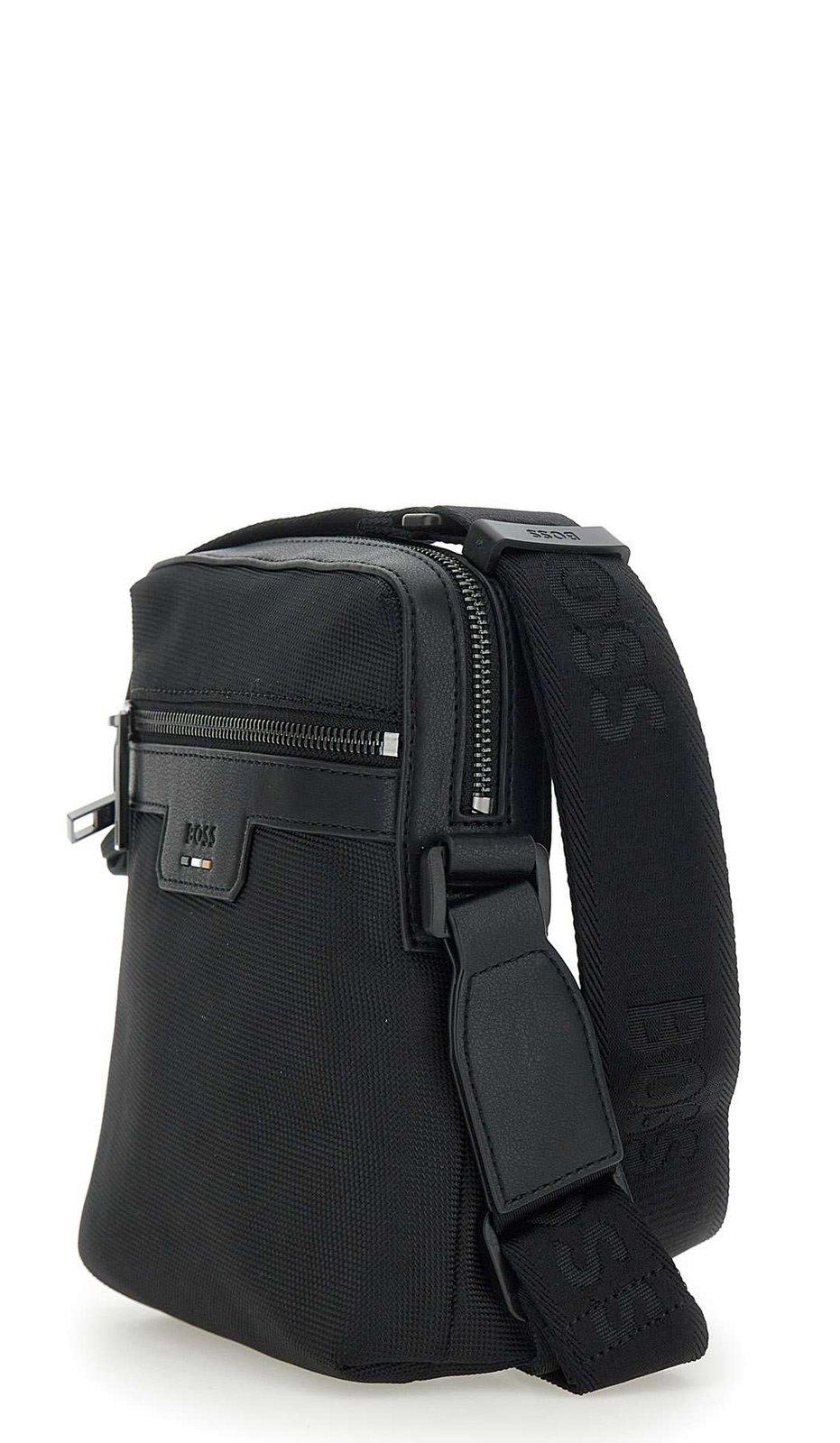 Hugo Boss Logo Debossed Zip-up Messenger Bag