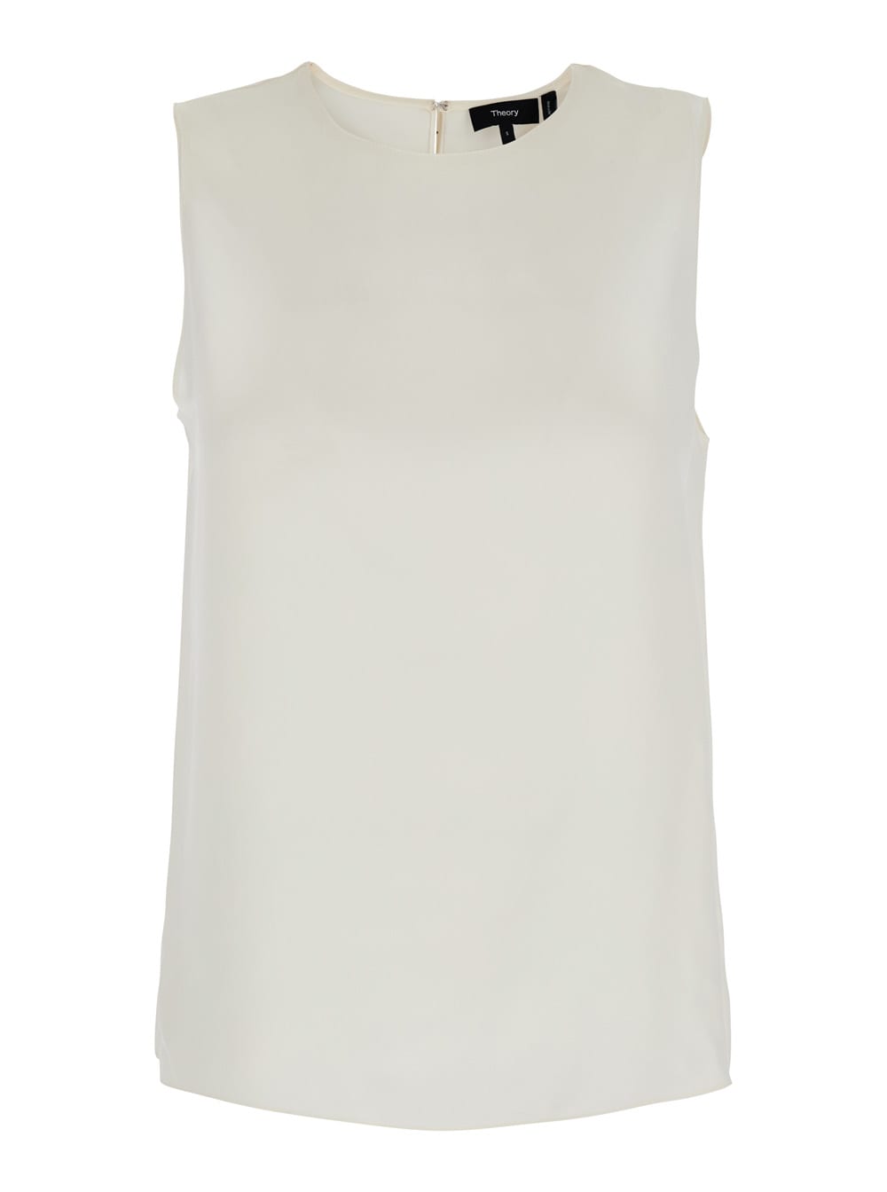 straight Shell White T-shirt With Round Neck In Silk Woman