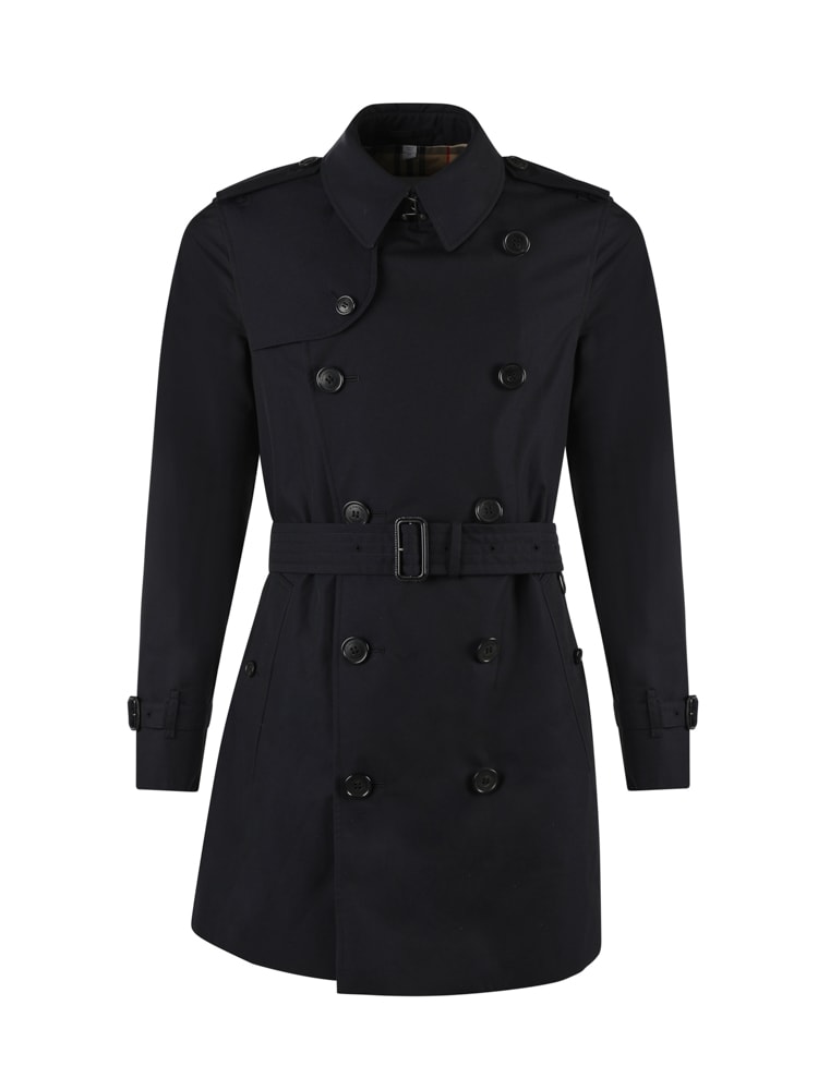 Burberry Black Cotton Trench In Midnight | ModeSens