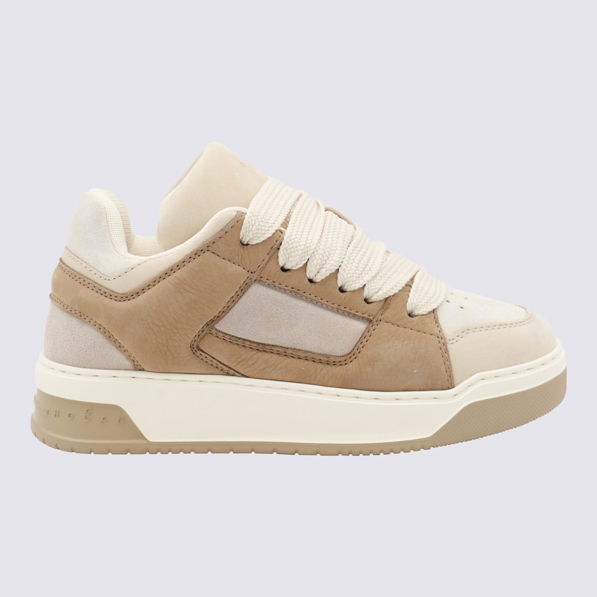 Shop Hogan Beige Sneakers In Brown